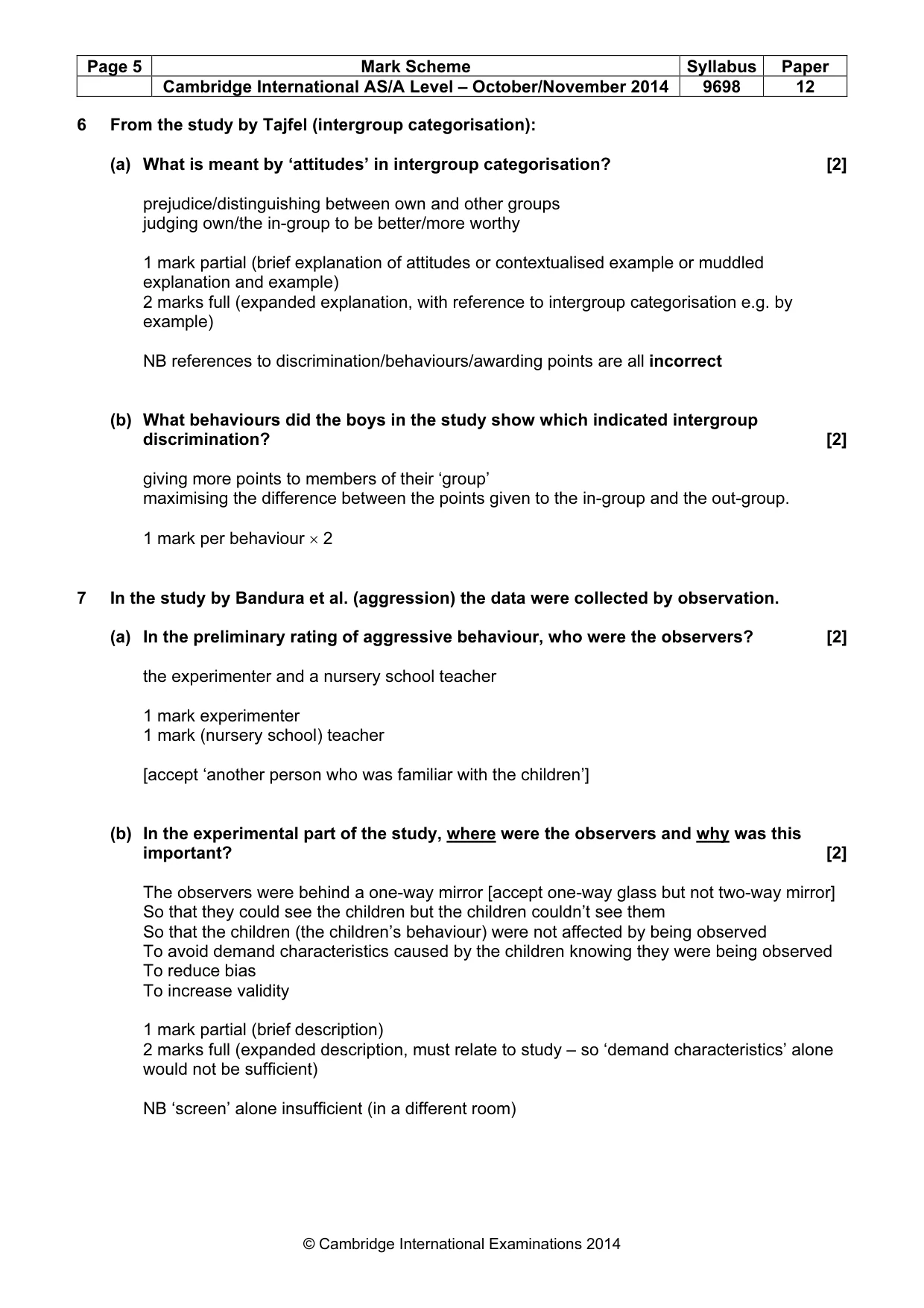Mark scheme, page 5 of 12