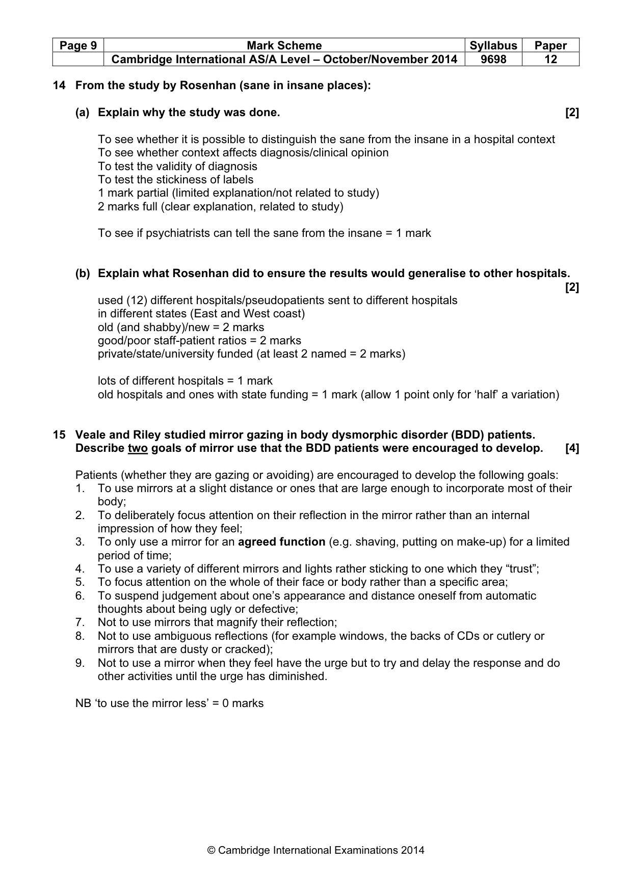Mark scheme, page 9 of 12