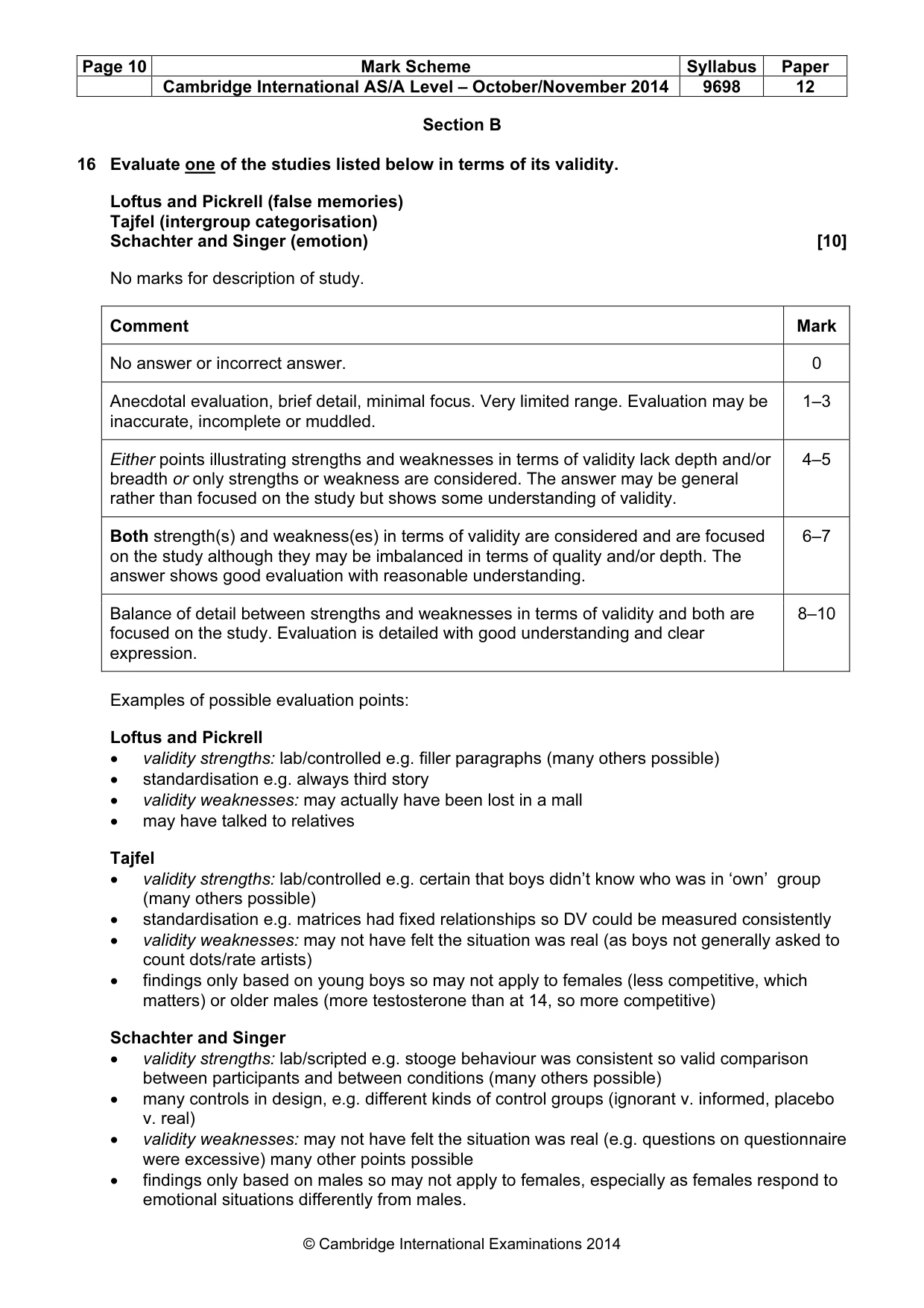 Mark scheme, page 10 of 12