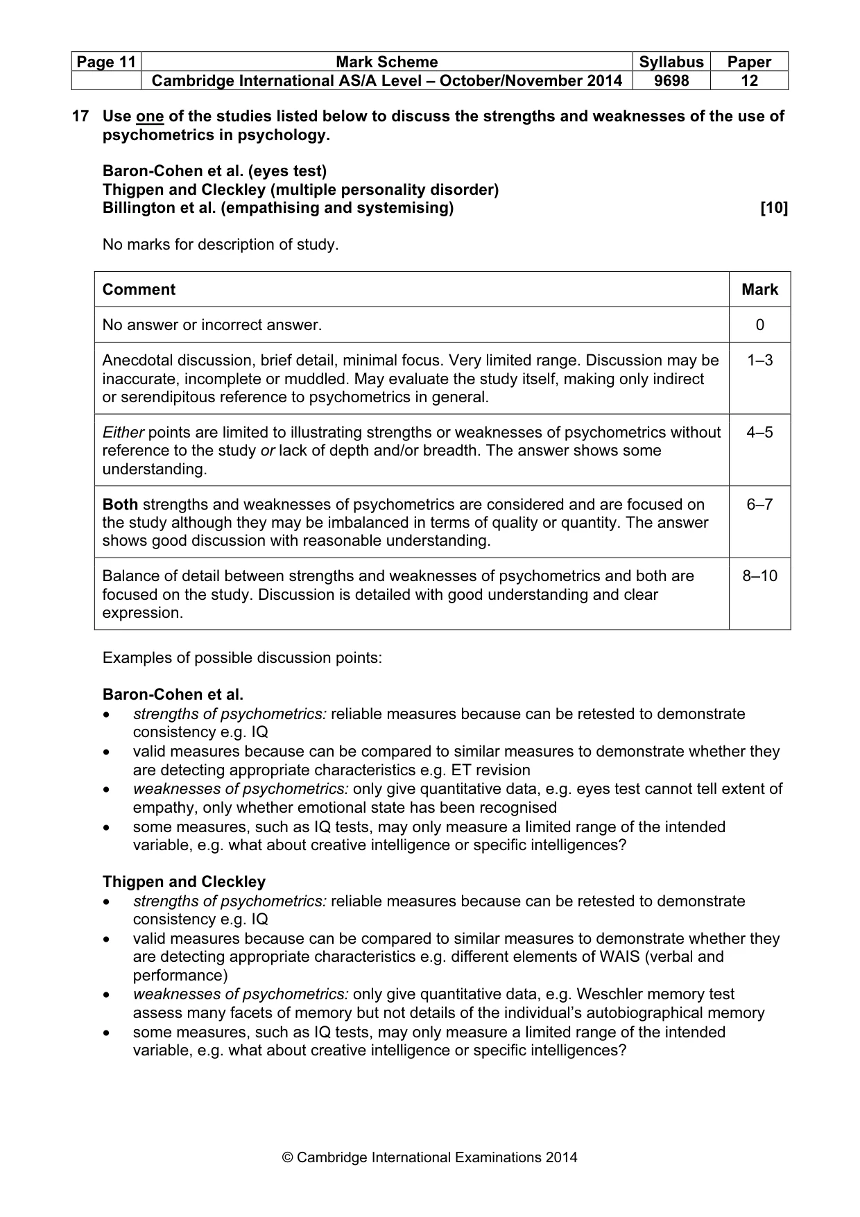 Mark scheme, page 11 of 12