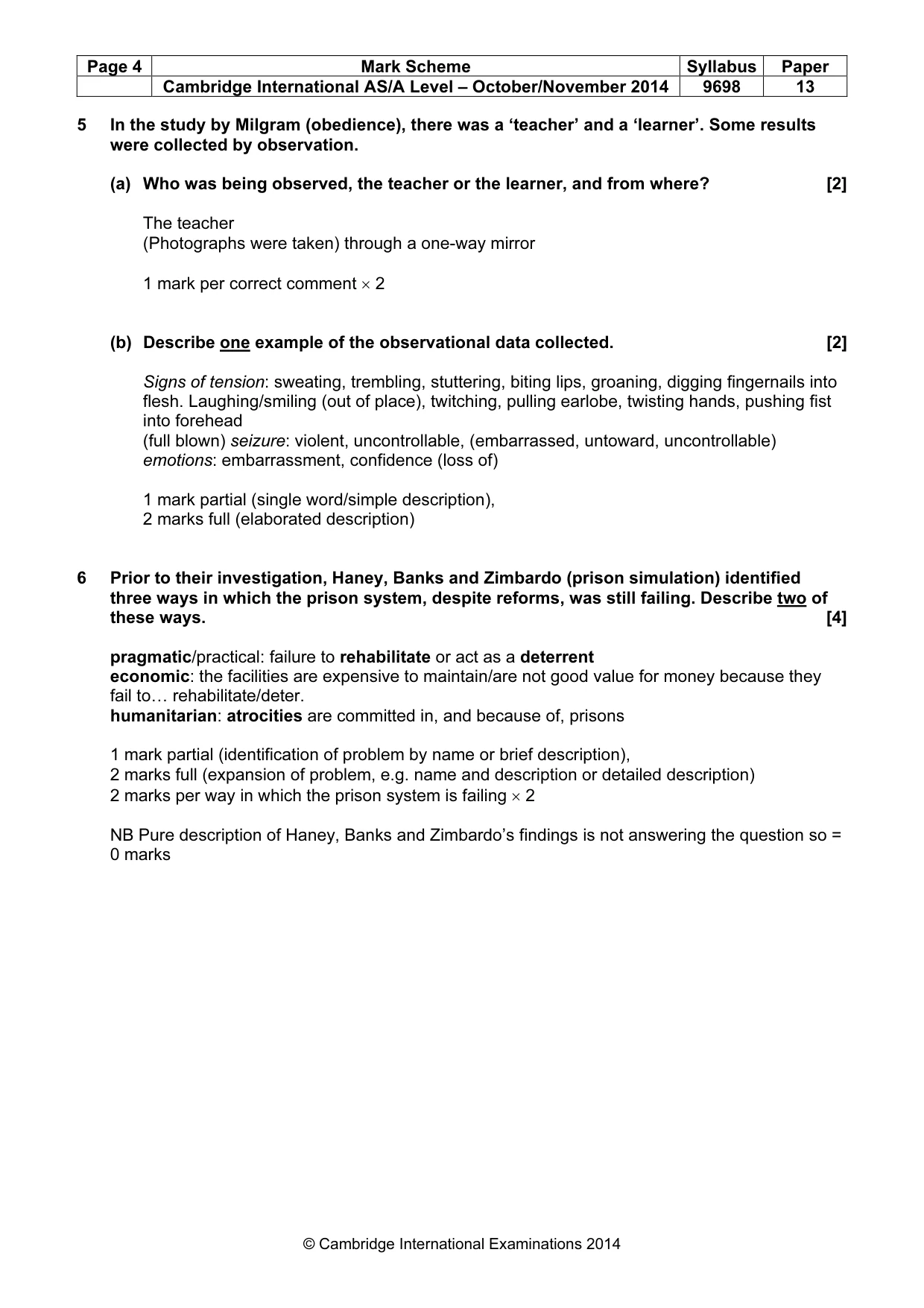 Mark scheme, page 4 of 13