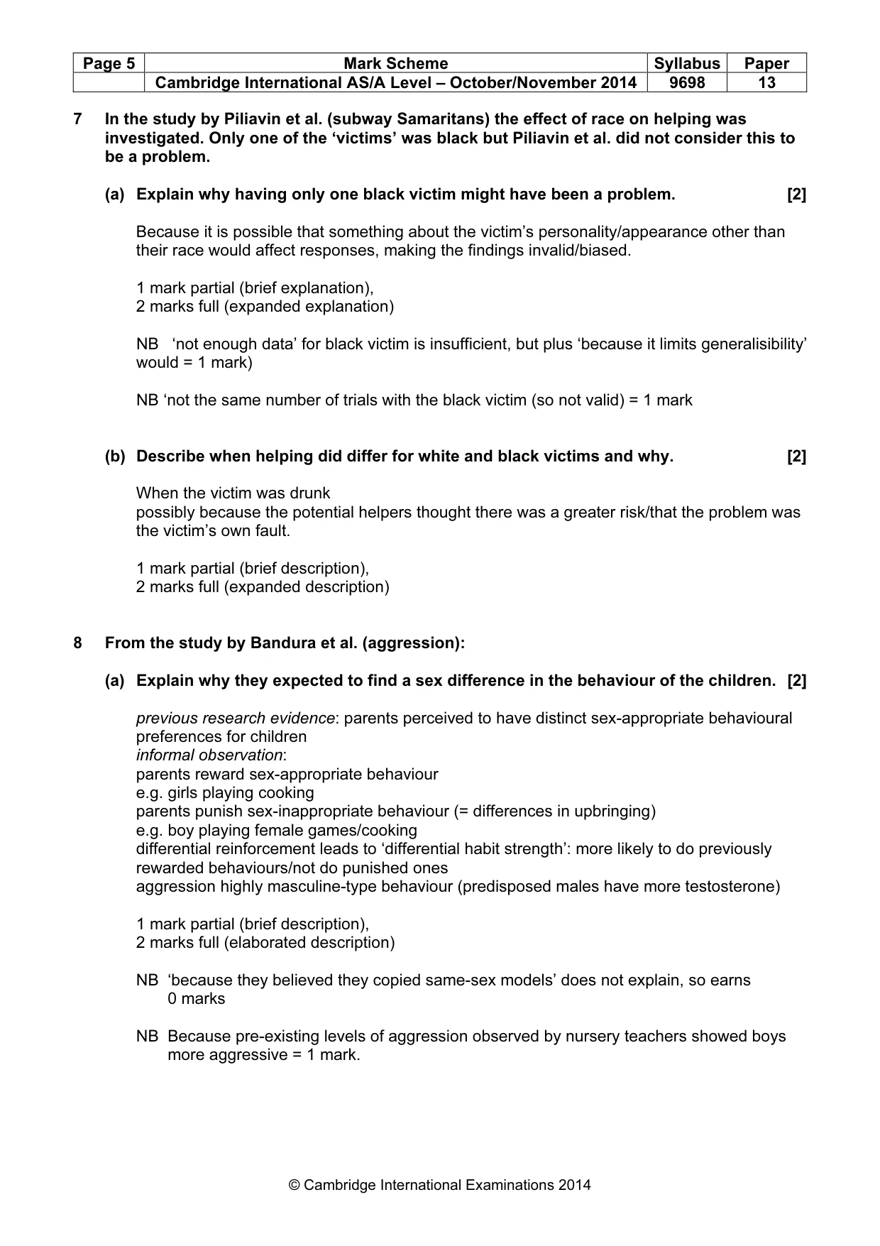 Mark scheme, page 5 of 13