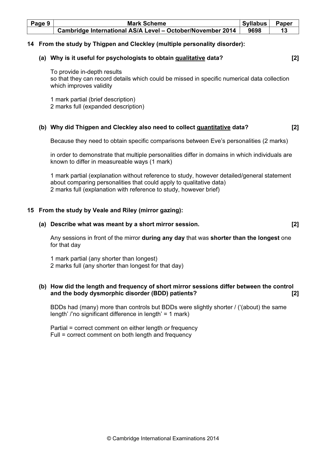 Mark scheme, page 9 of 13