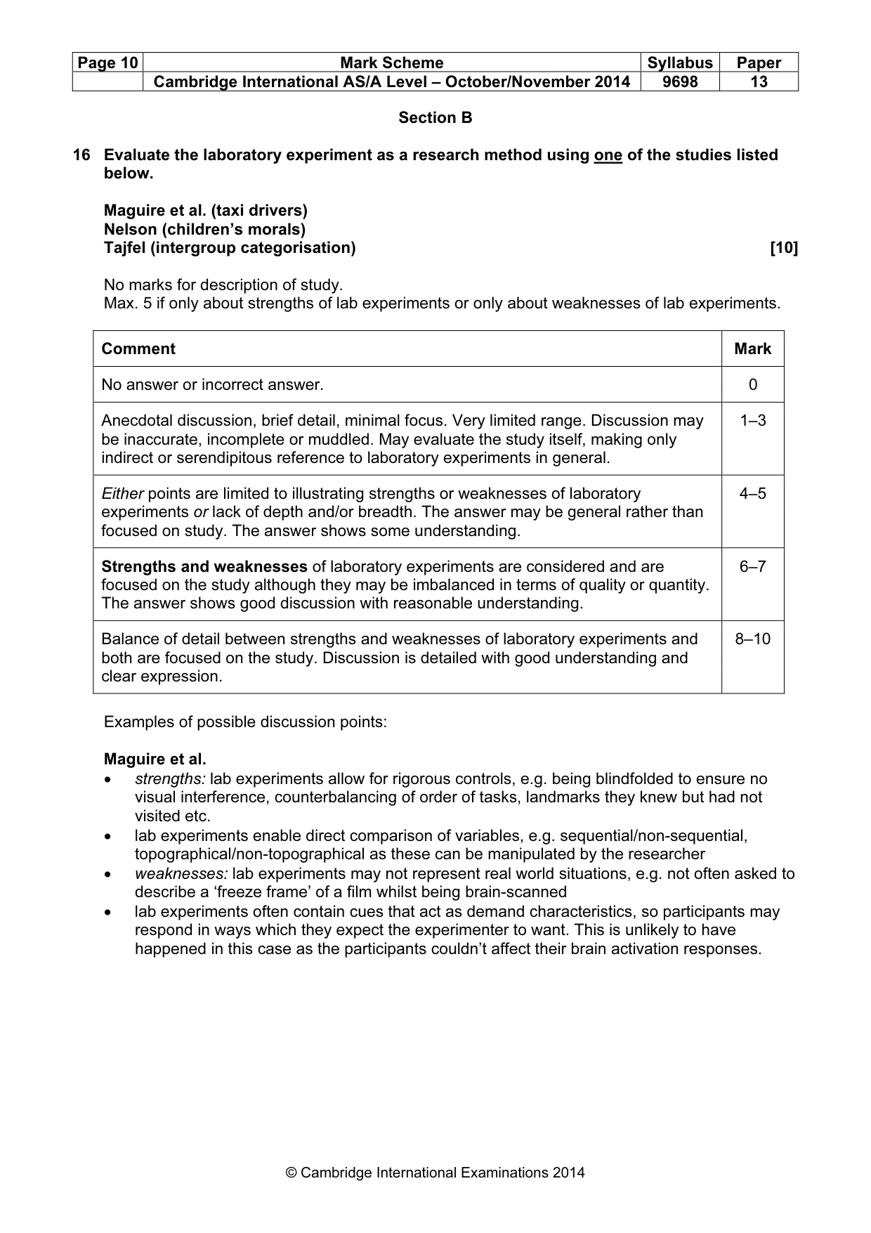 Mark scheme, page 10 of 13