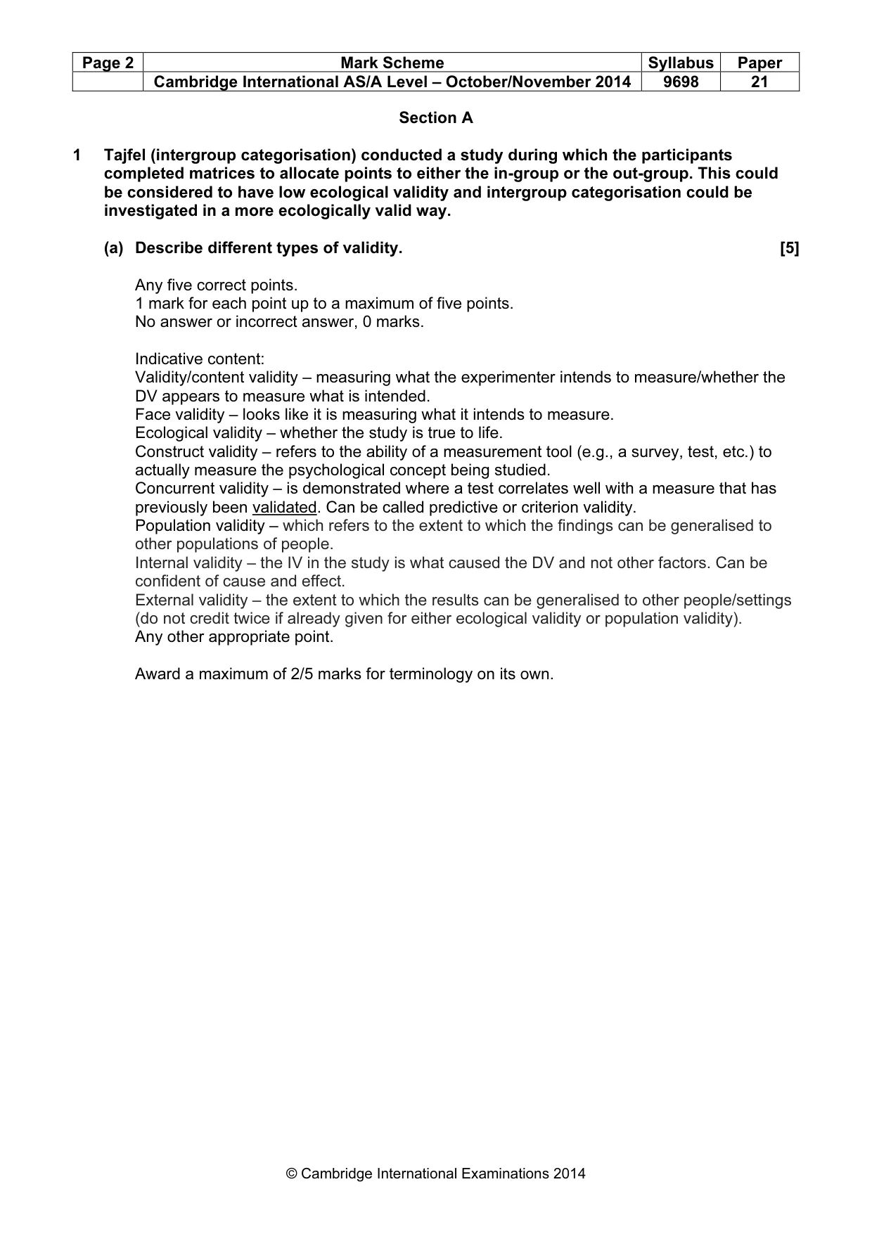 Mark scheme, page 2 of 11
