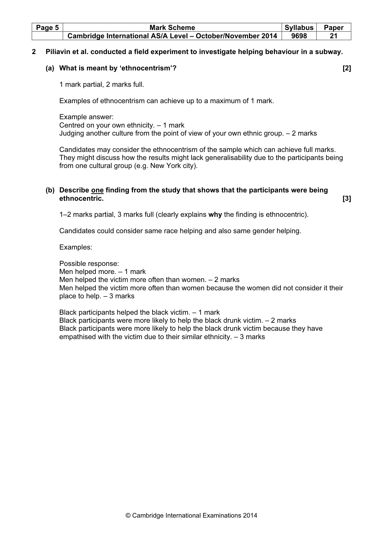 Mark scheme, page 5 of 11