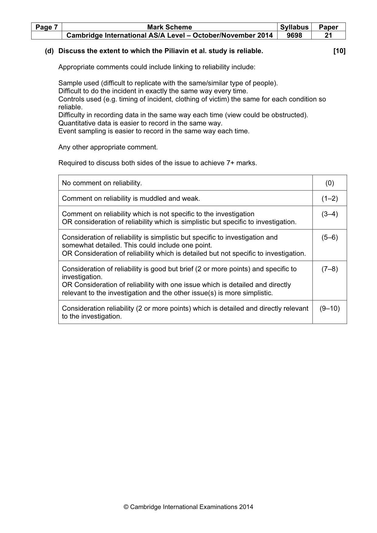 Mark scheme, page 7 of 11
