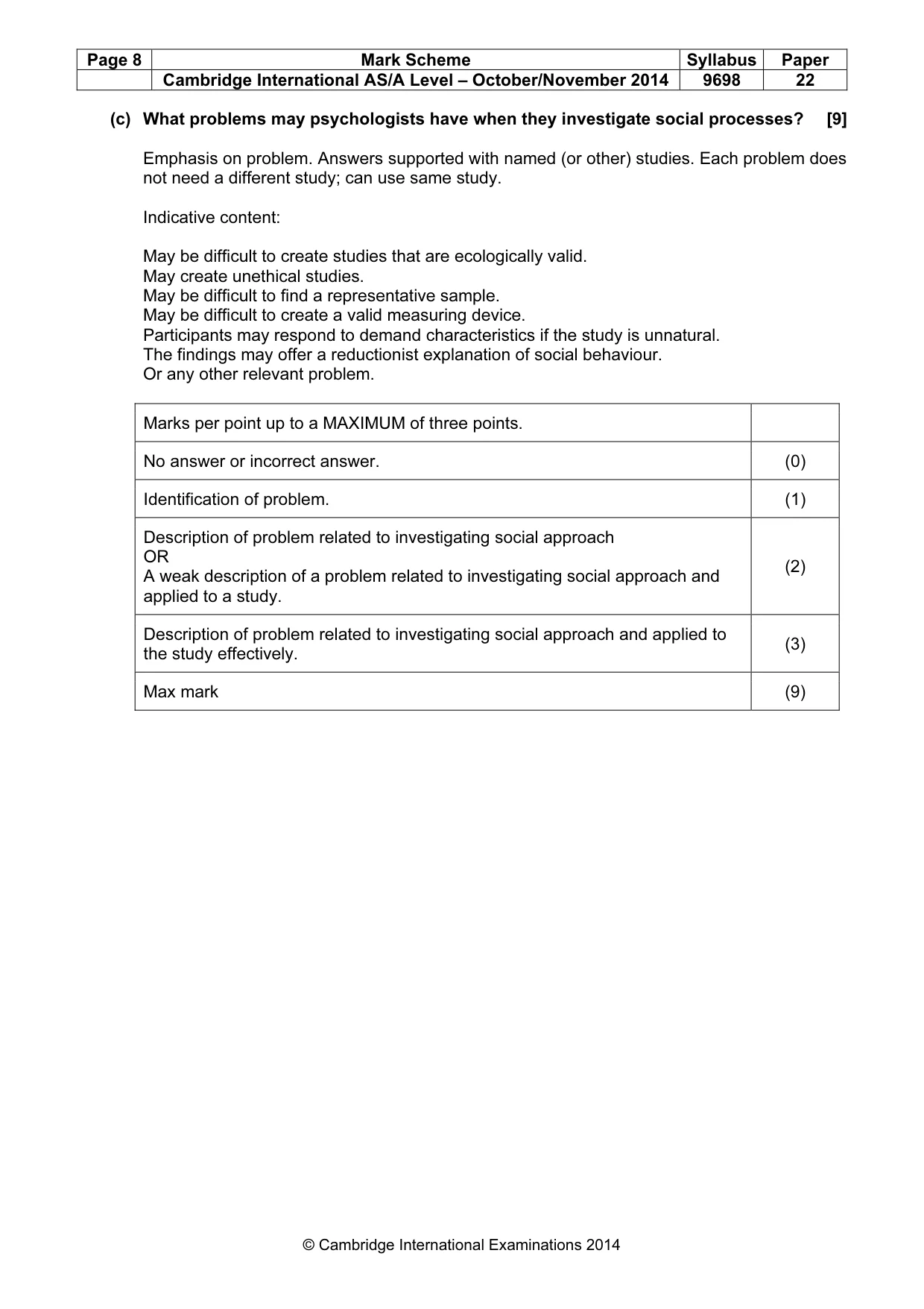 Mark scheme, page 8 of 10