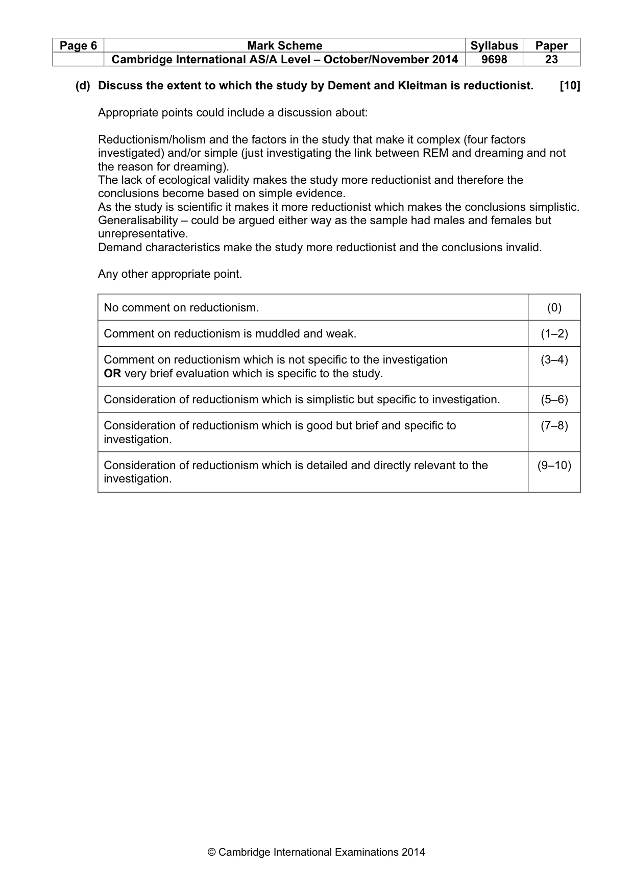 Mark scheme, page 6 of 10