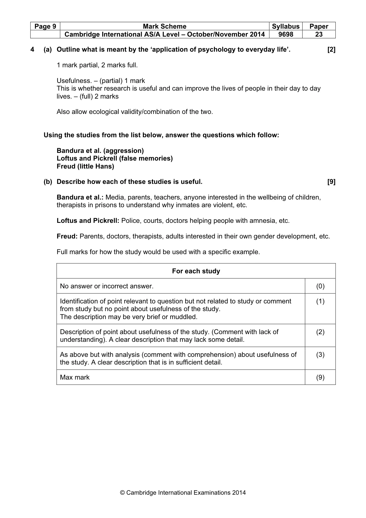 Mark scheme, page 9 of 10