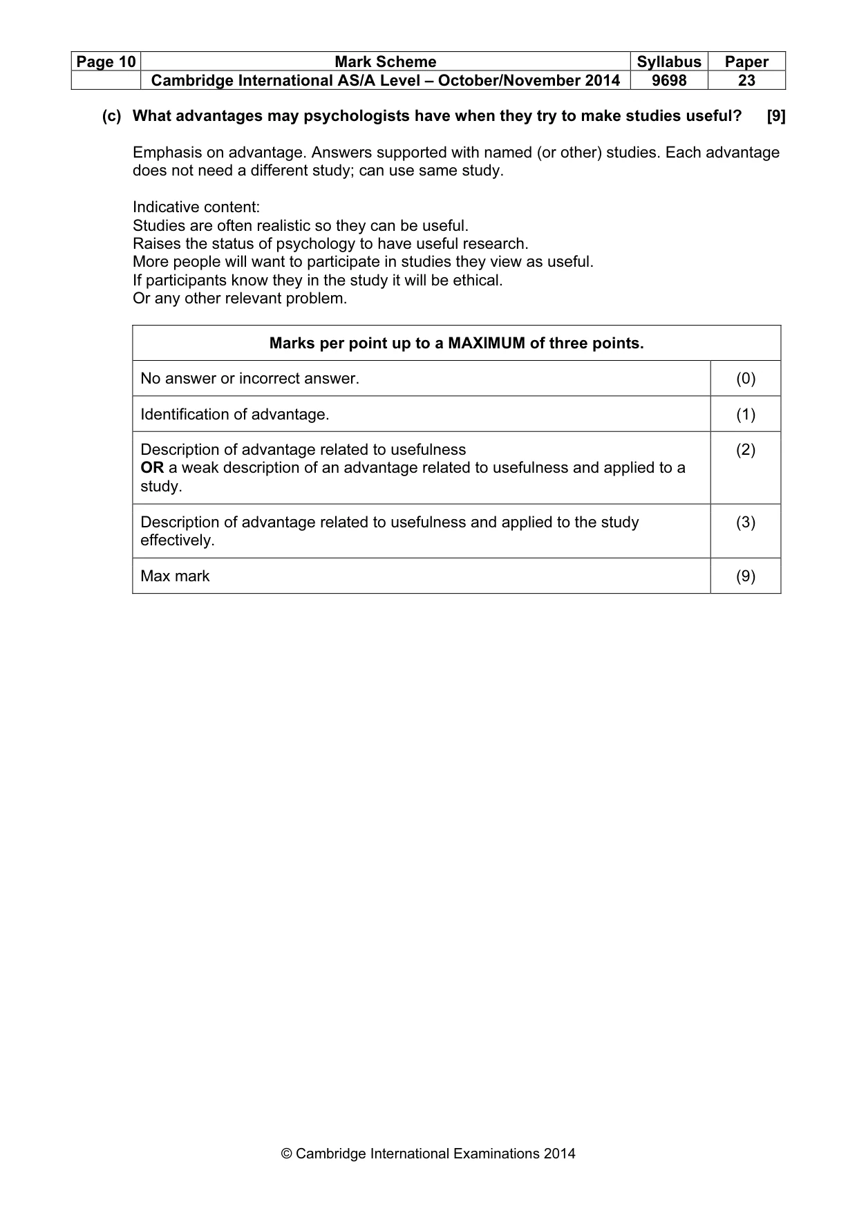 Mark scheme, page 10 of 10