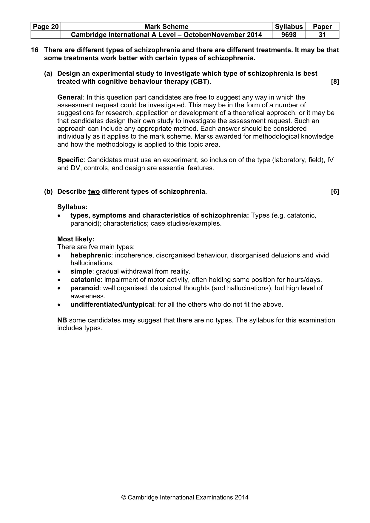 Mark scheme, page 20 of 24
