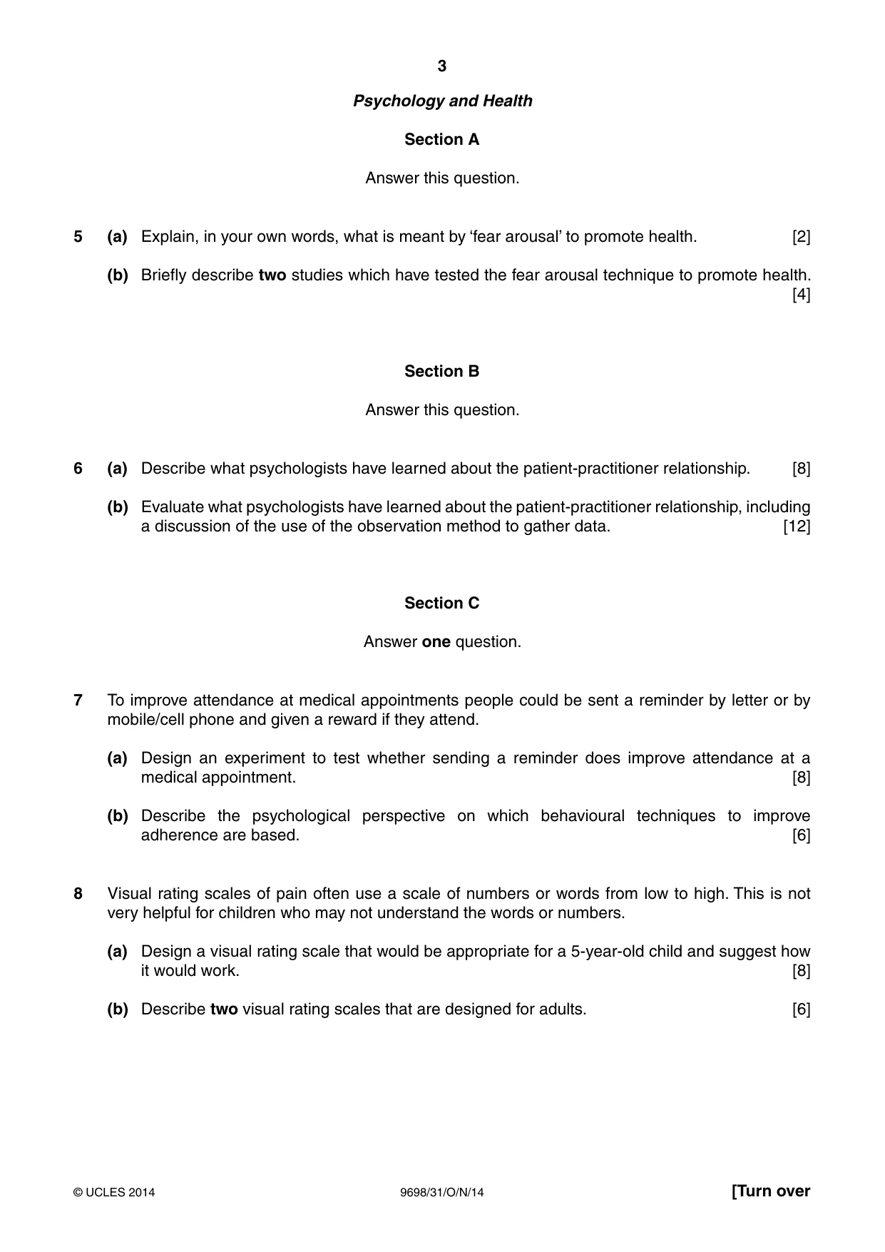Cambridge A Level Psychology 9698 2014 Oct/Nov Paper 3 · Variant 1 question paper, page 3 of 8