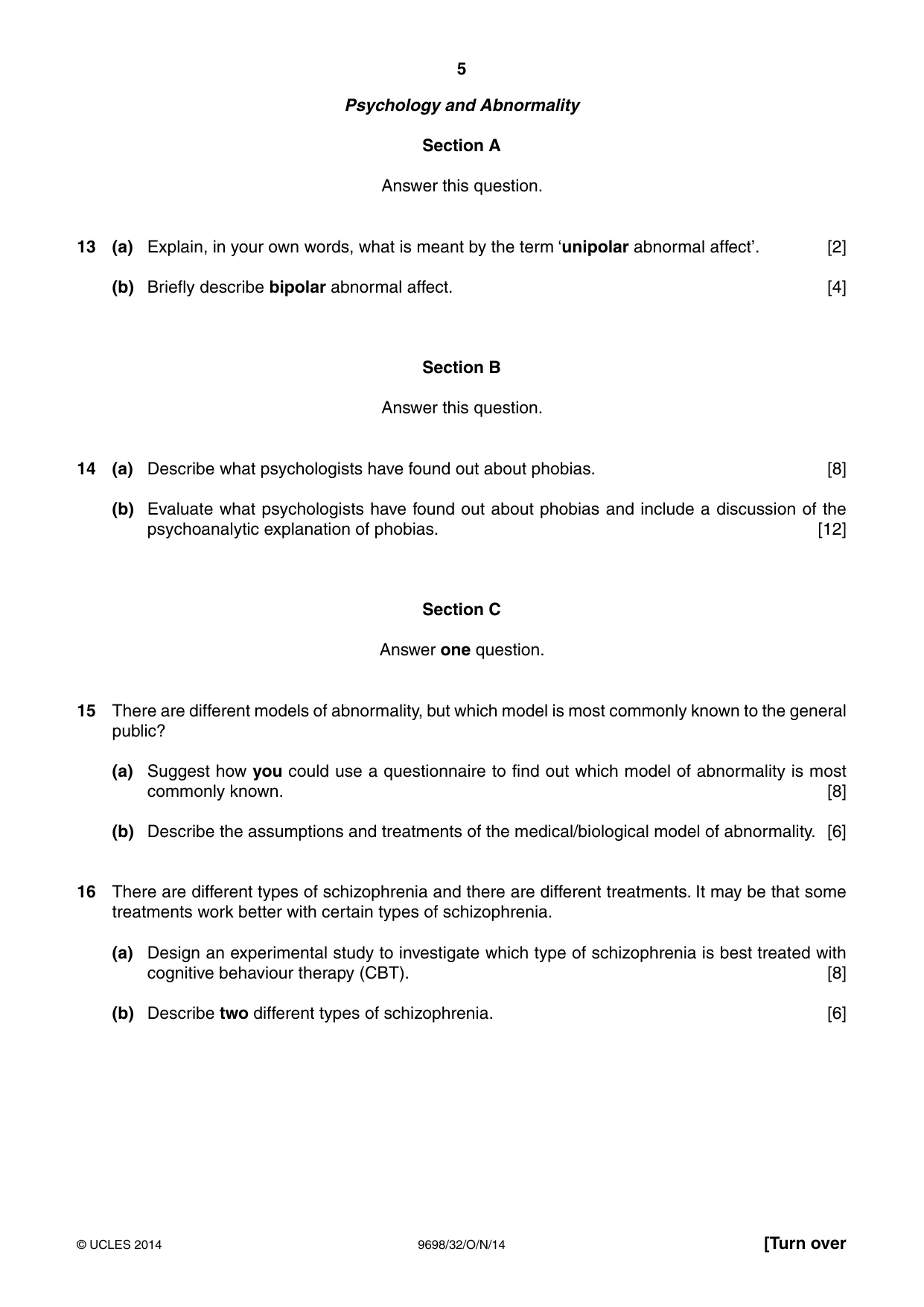 Cambridge A Level Psychology 9698 2014 Oct/Nov Paper 3 · Variant 2 question paper, page 5 of 8