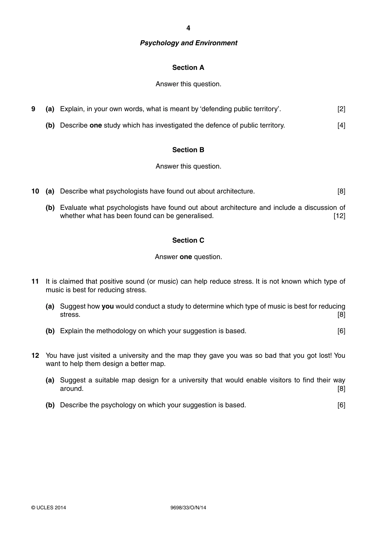 Cambridge A Level Psychology 9698 2014 Oct/Nov Paper 3 · Variant 3 question paper, page 4 of 8