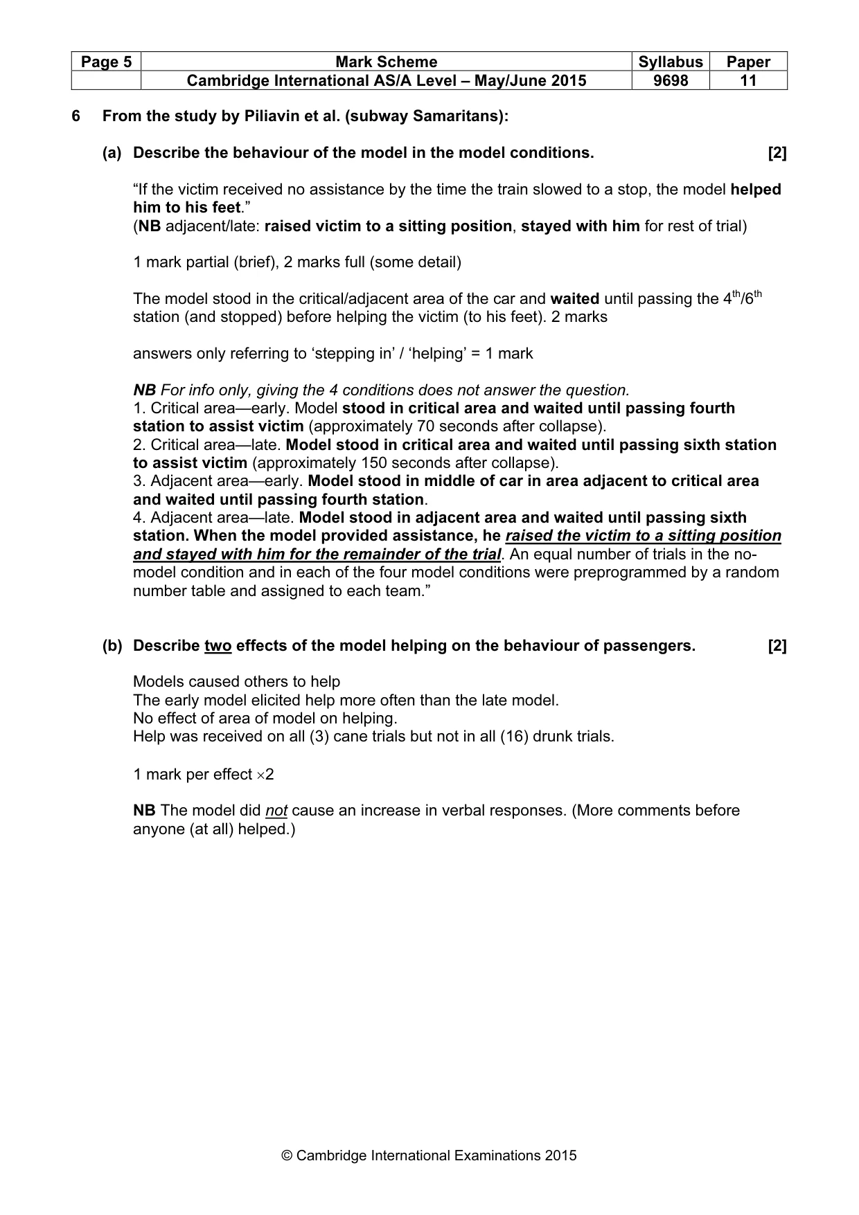 Mark scheme, page 5 of 14