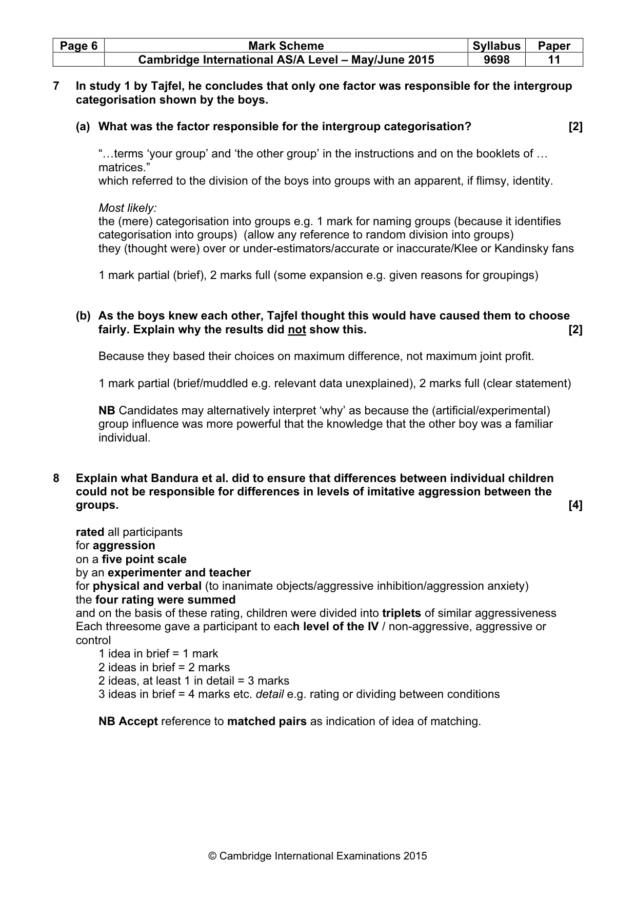 Mark scheme, page 6 of 14