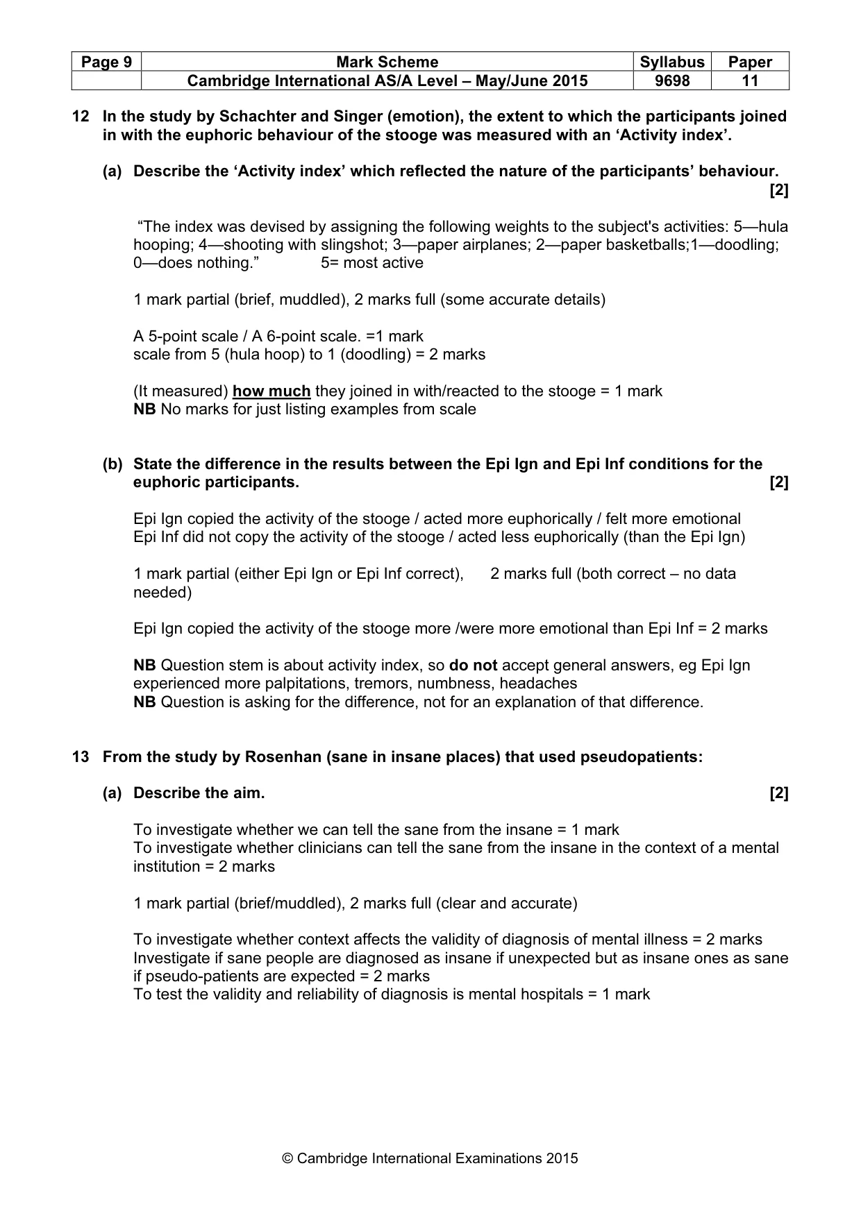 Mark scheme, page 9 of 14