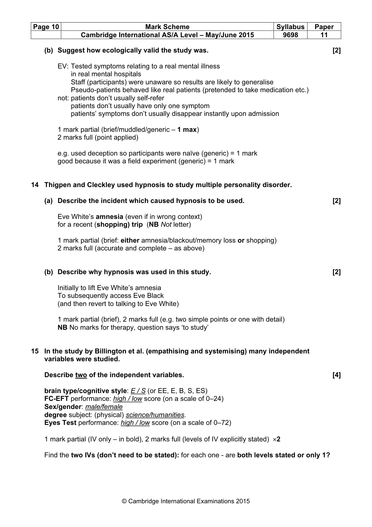 Mark scheme, page 10 of 14