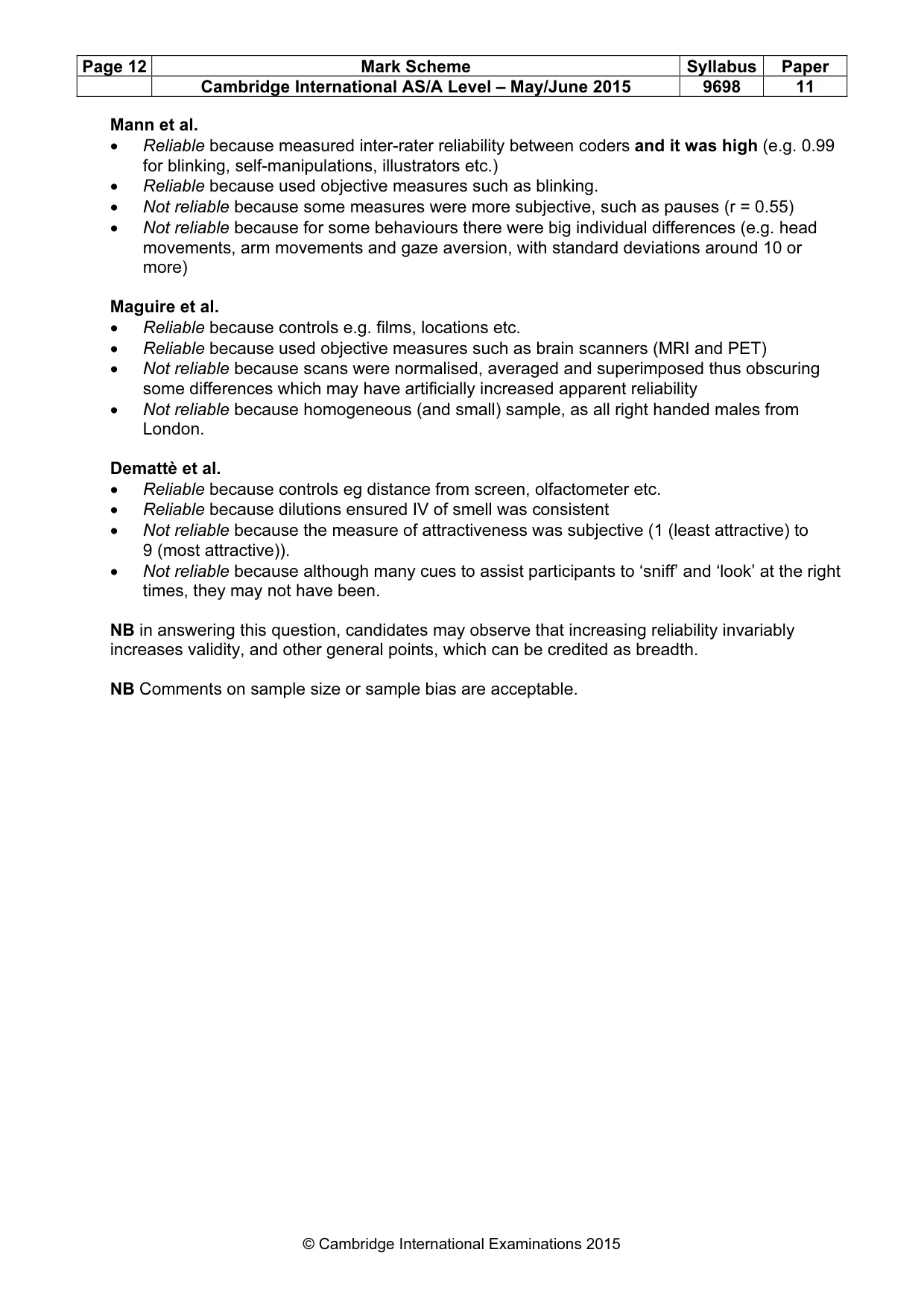 Mark scheme, page 12 of 14