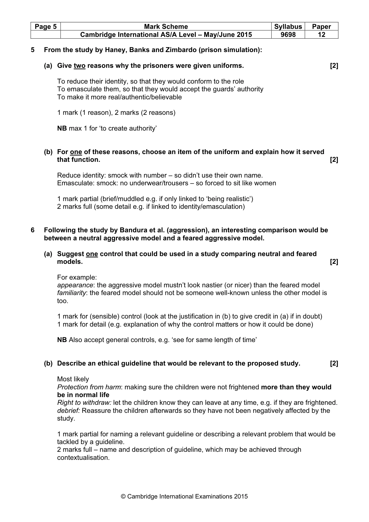 Mark scheme, page 5 of 14