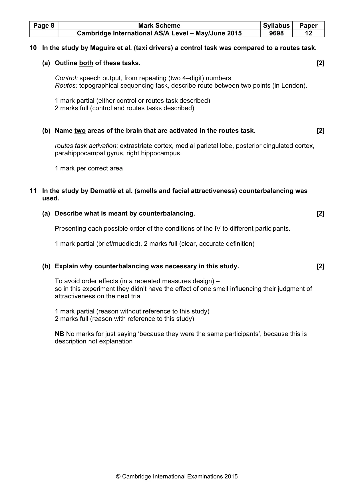 Mark scheme, page 8 of 14