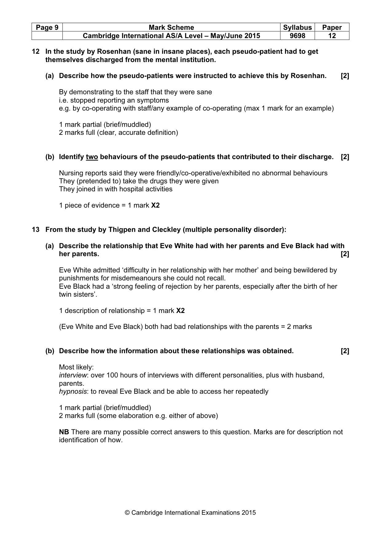 Mark scheme, page 9 of 14