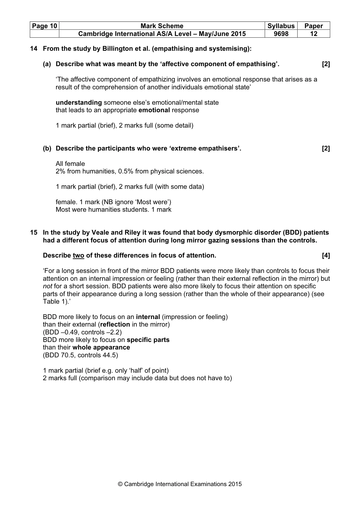 Mark scheme, page 10 of 14