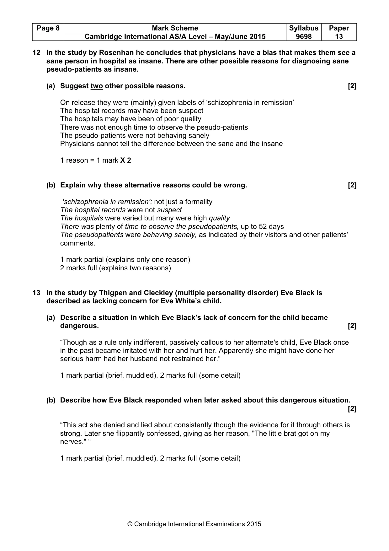 Mark scheme, page 8 of 13