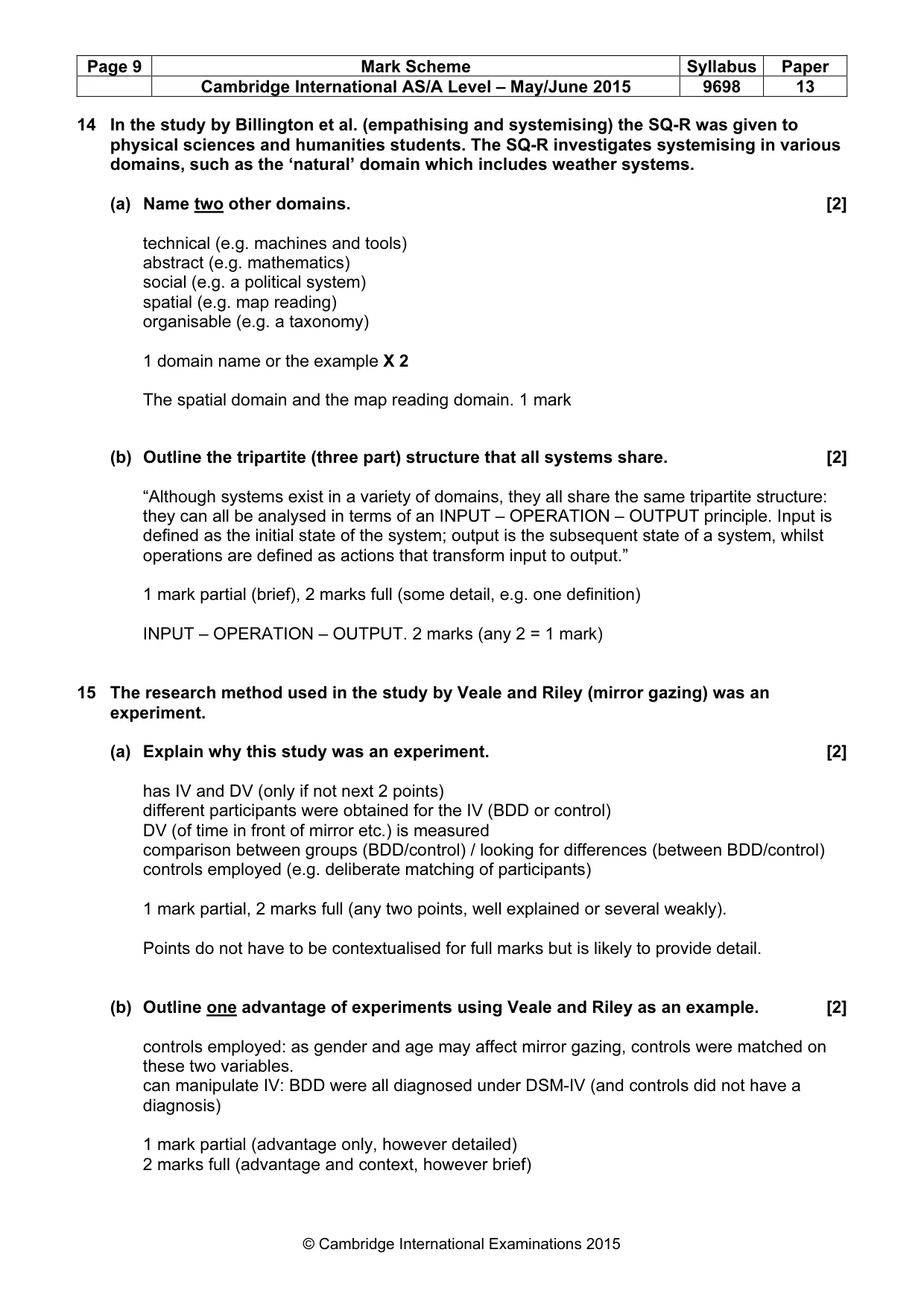 Mark scheme, page 9 of 13