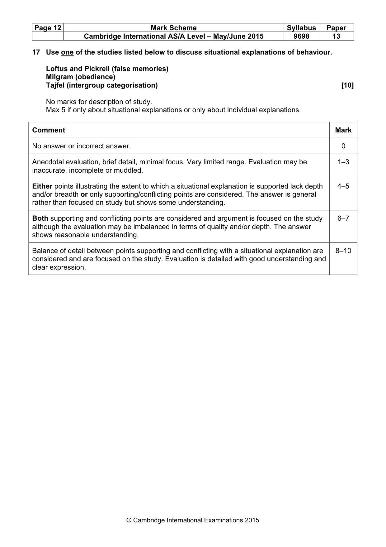 Mark scheme, page 12 of 13