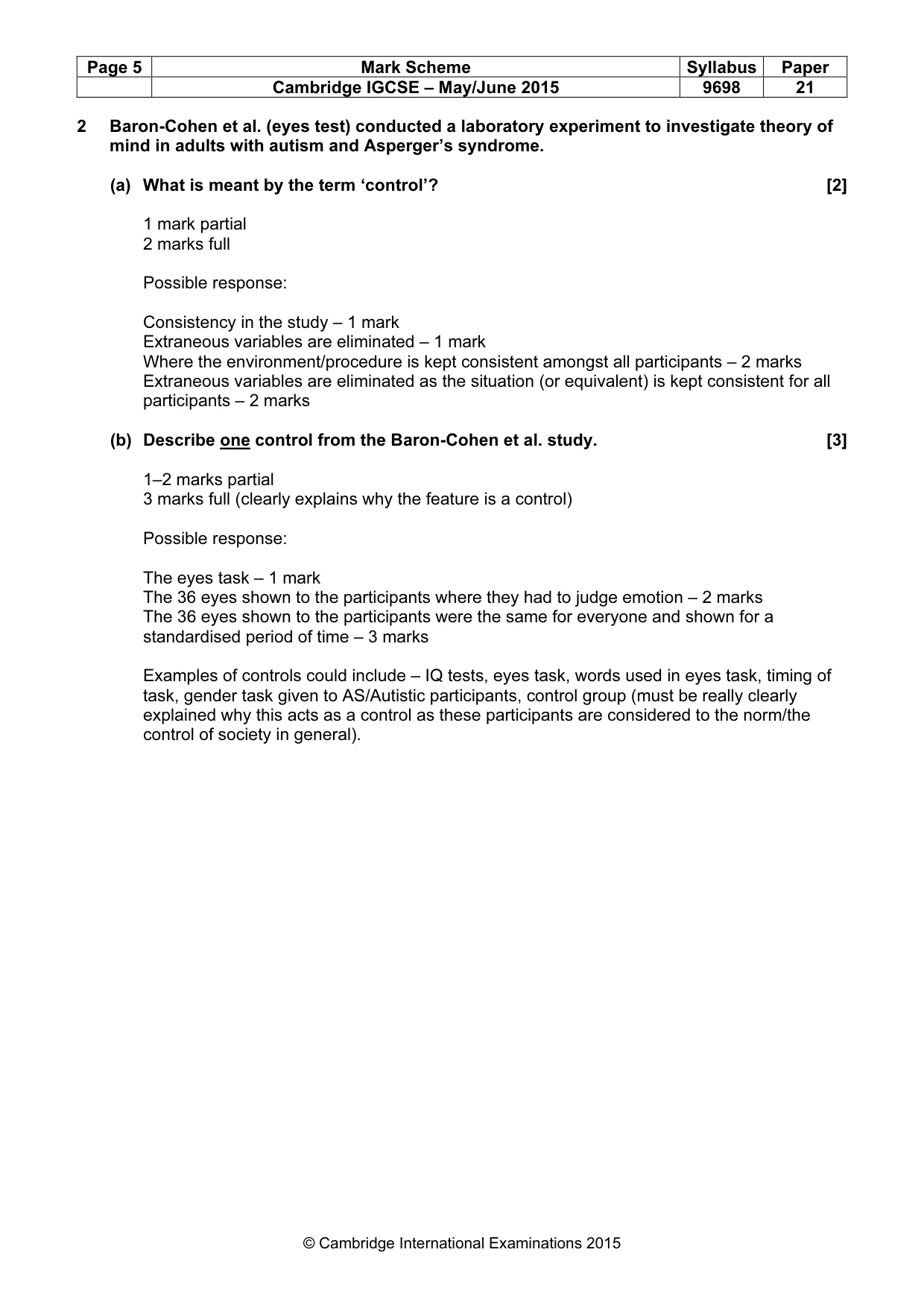 Mark scheme, page 5 of 11