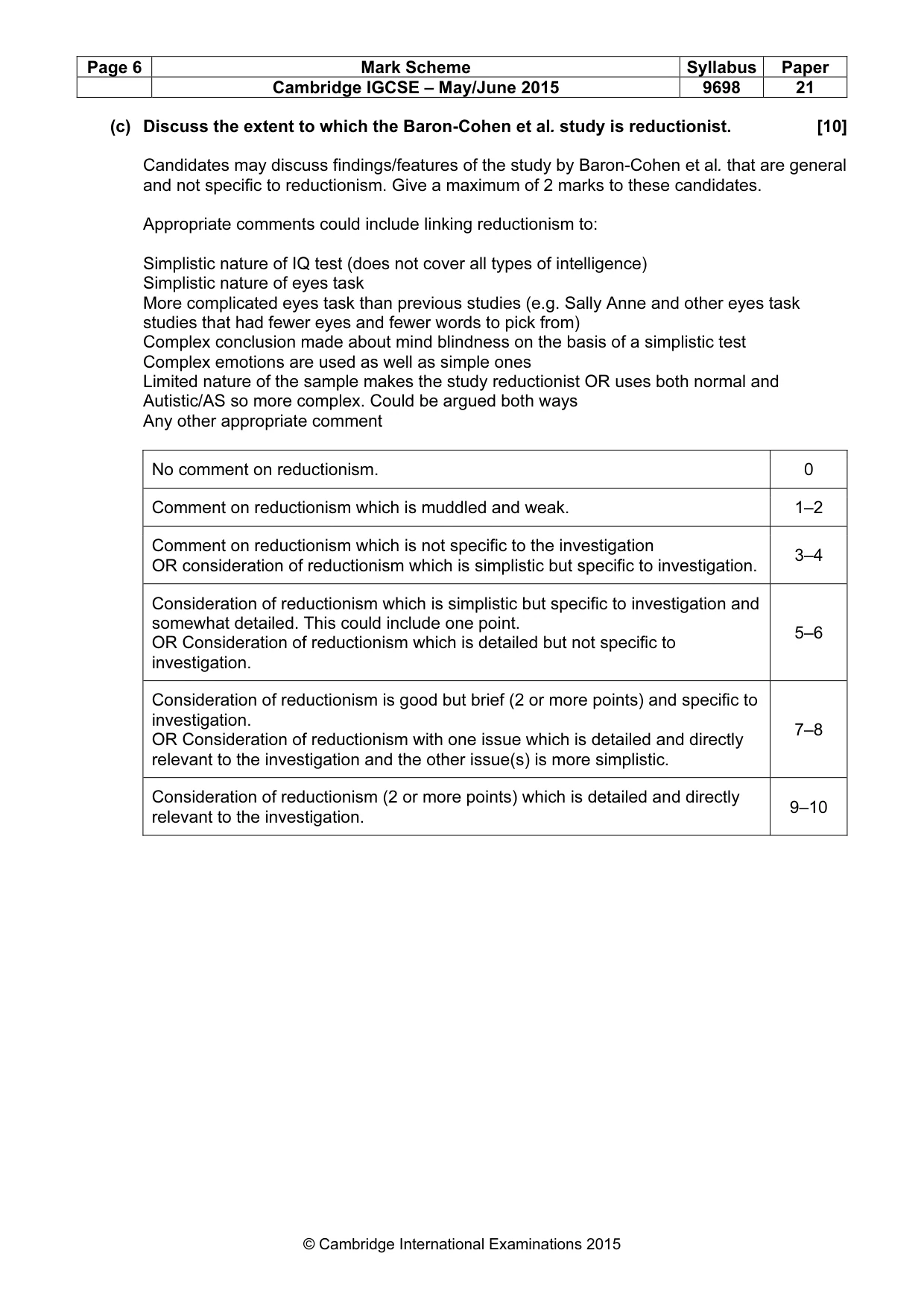Mark scheme, page 6 of 11