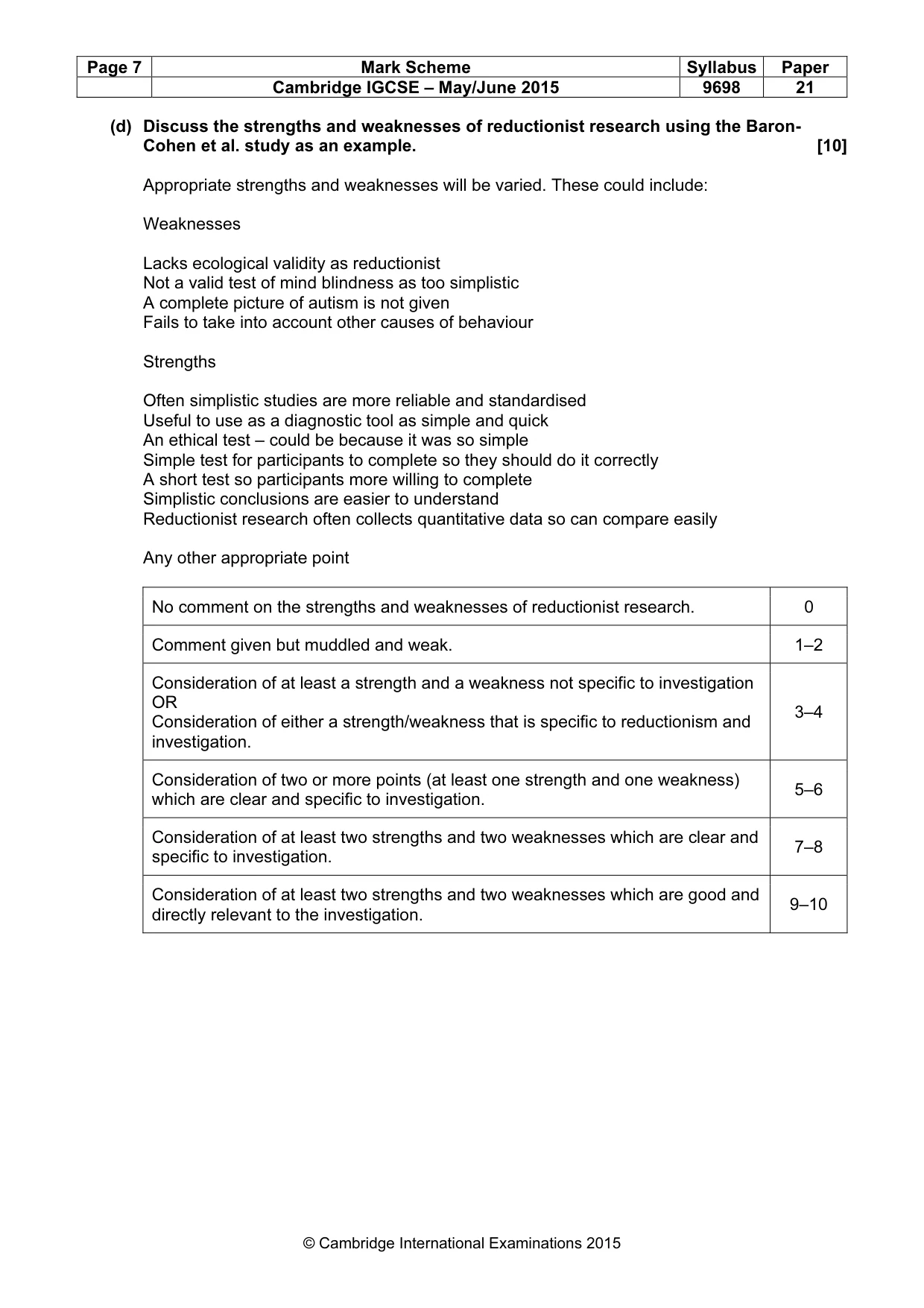 Mark scheme, page 7 of 11