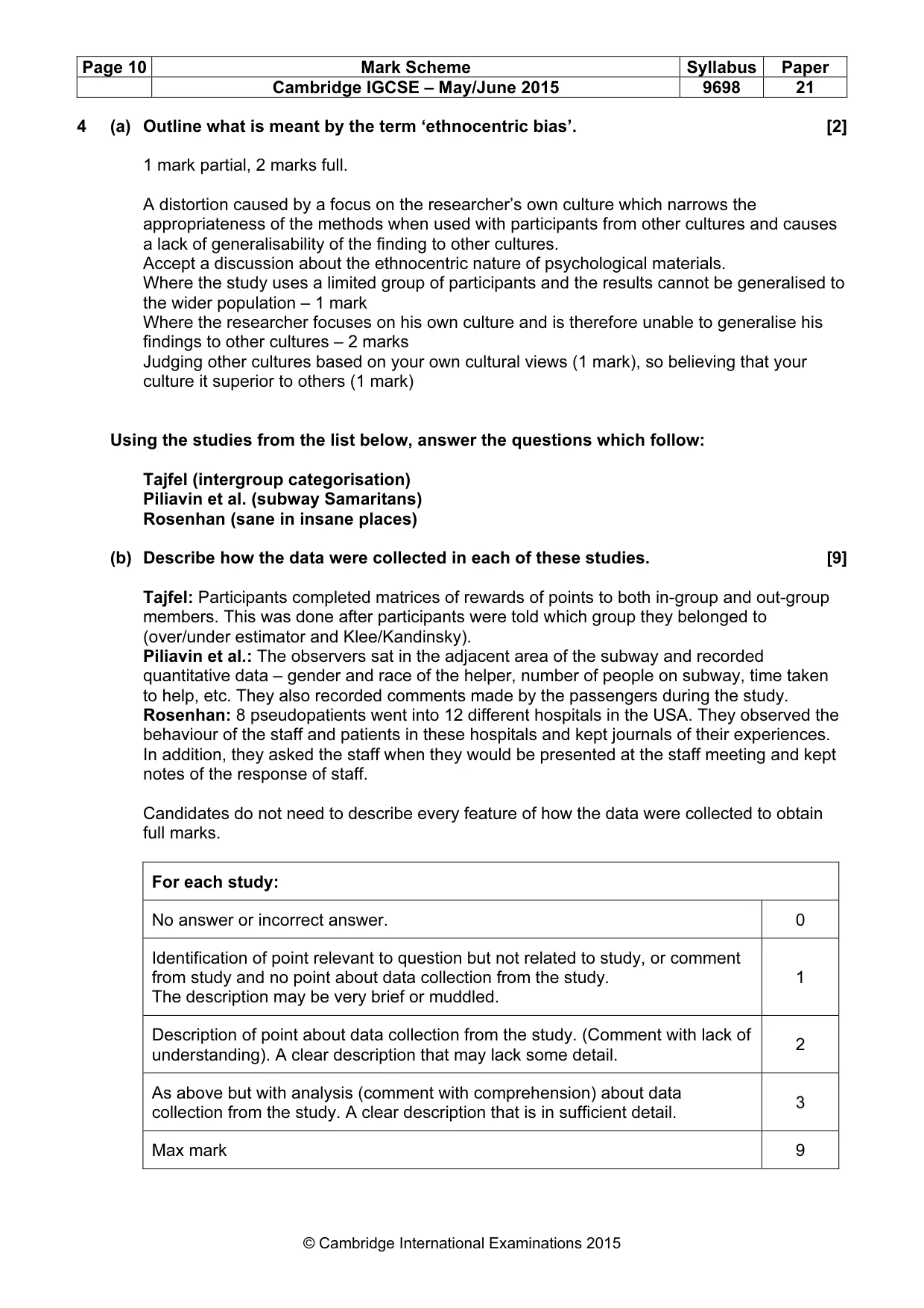 Mark scheme, page 10 of 11