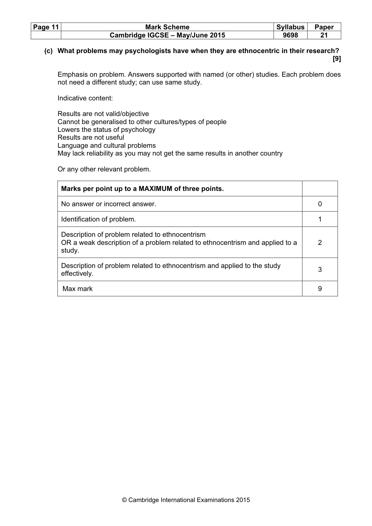 Mark scheme, page 11 of 11