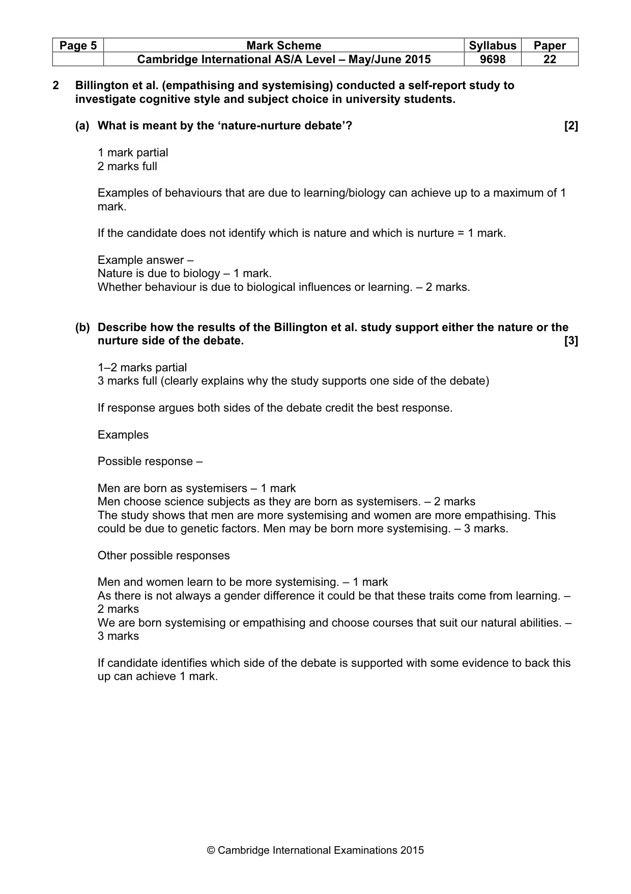 Mark scheme, page 5 of 11