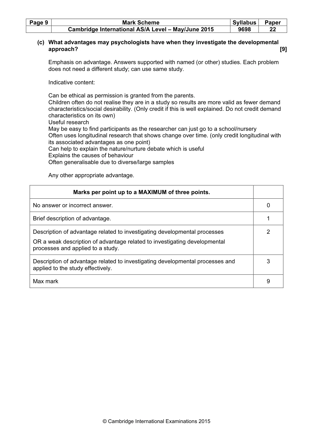 Mark scheme, page 9 of 11