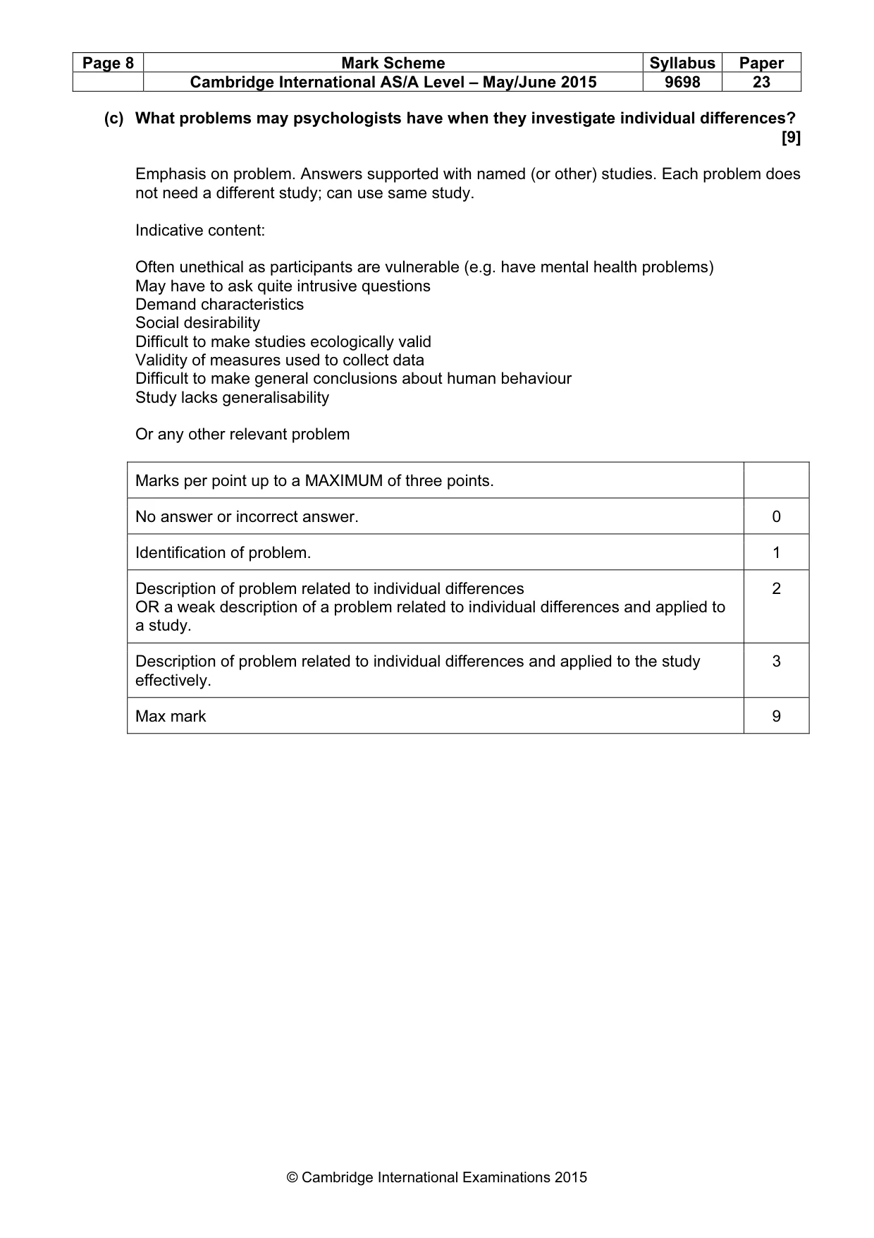 Mark scheme, page 8 of 10