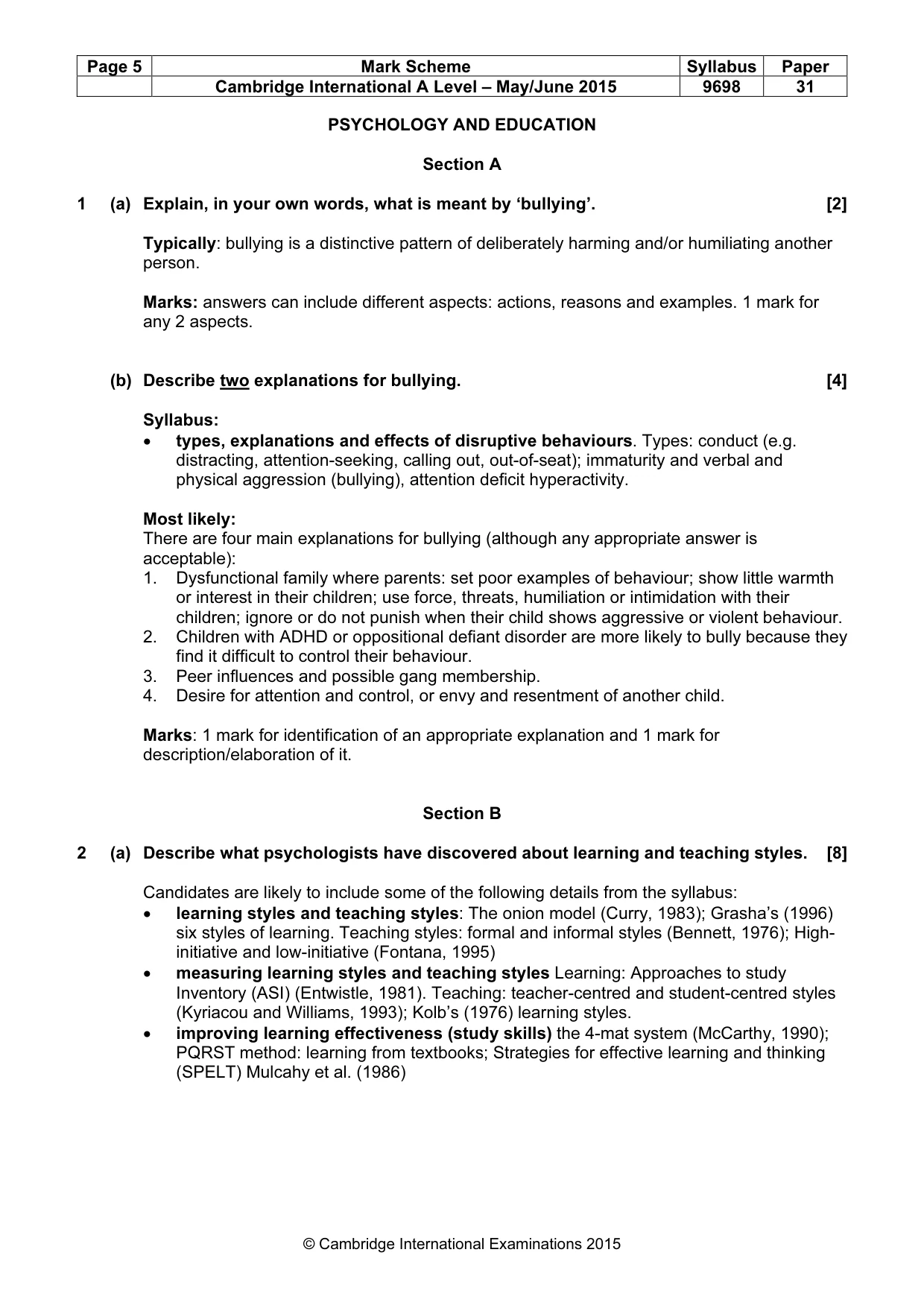 Mark scheme, page 5 of 19