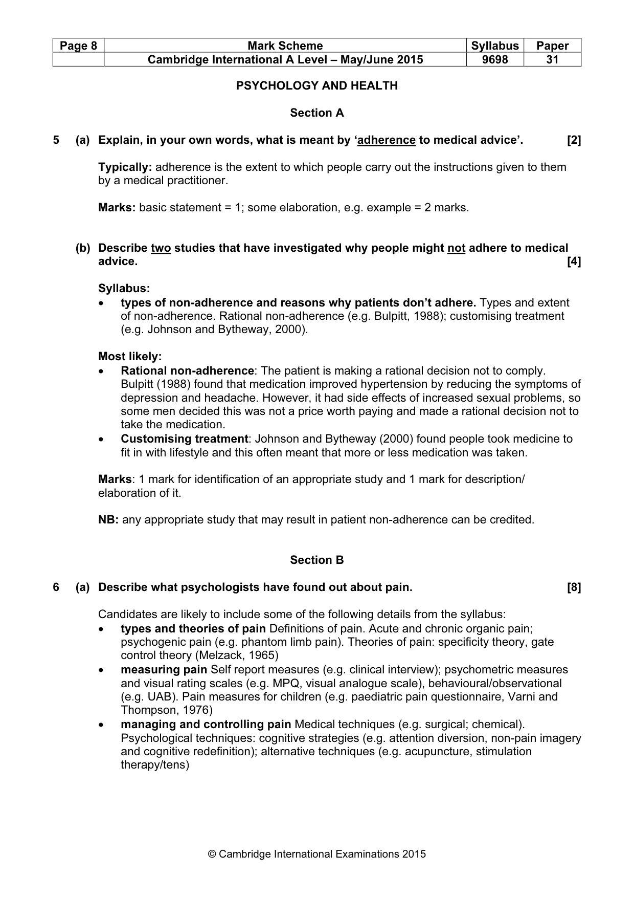 Mark scheme, page 8 of 19