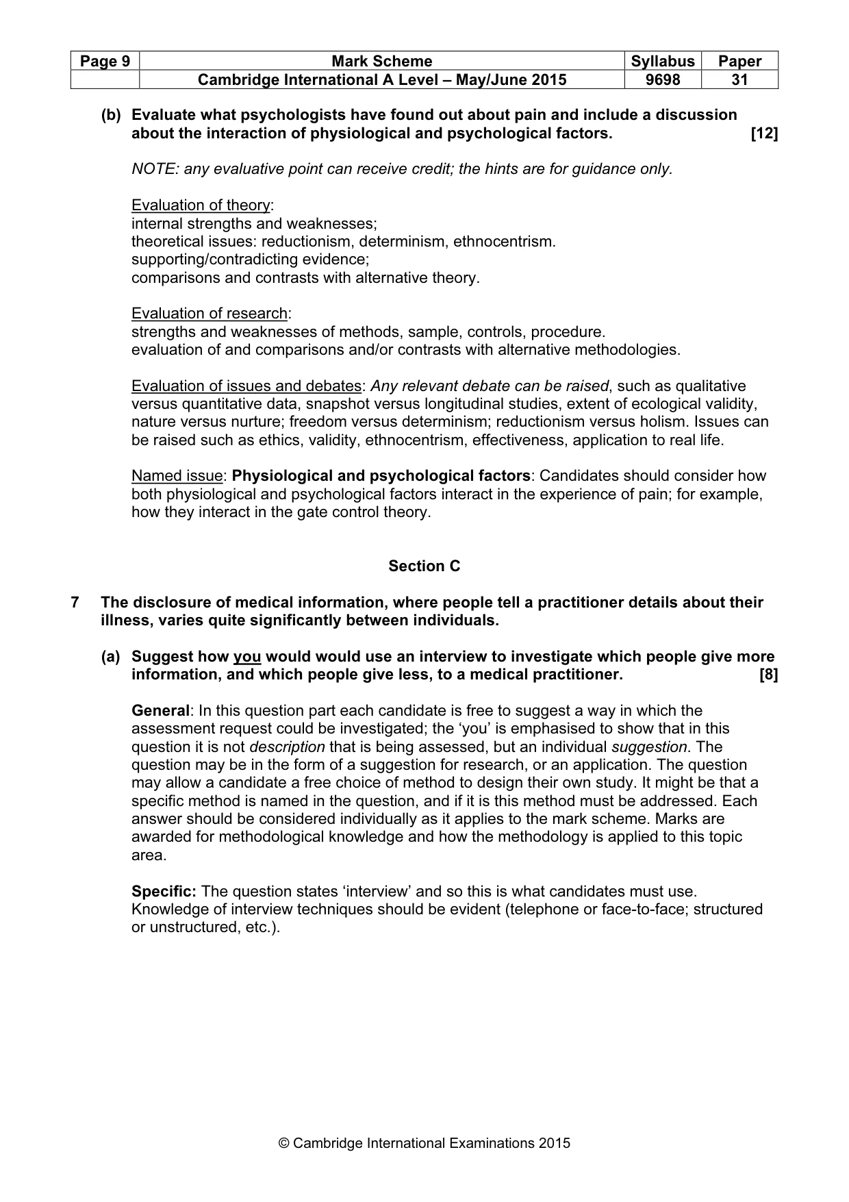 Mark scheme, page 9 of 19