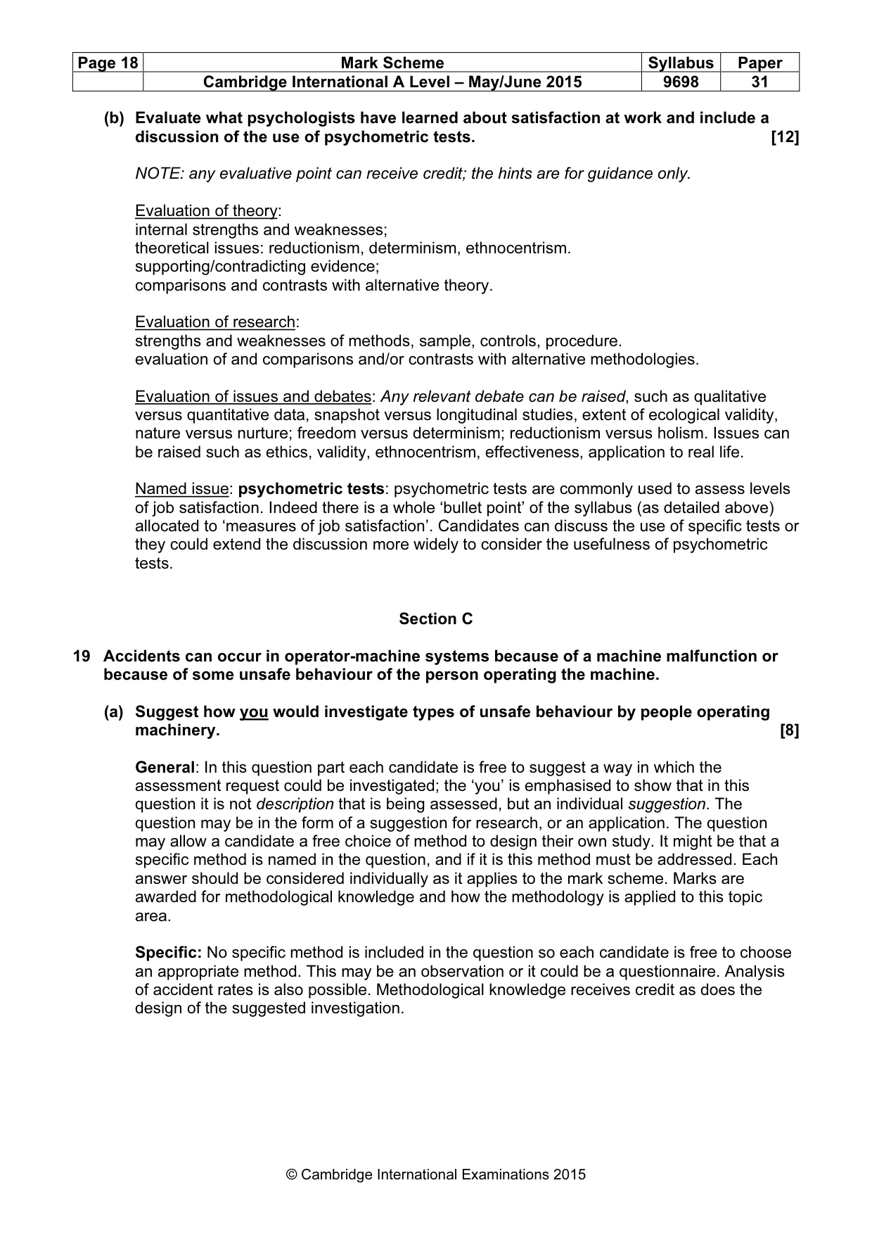 Mark scheme, page 18 of 19