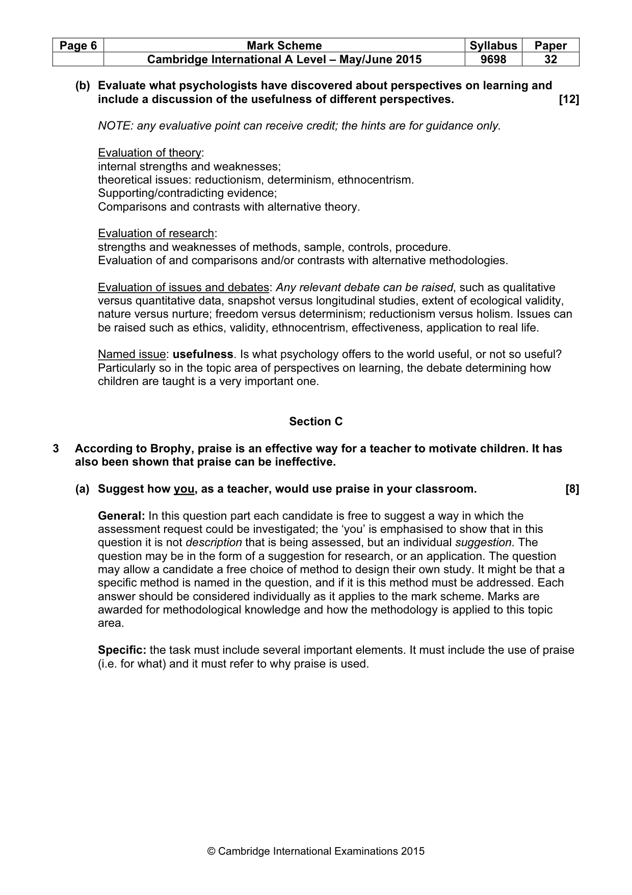 Mark scheme, page 6 of 20