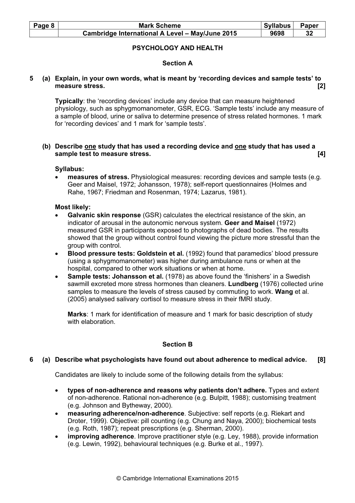 Mark scheme, page 8 of 20