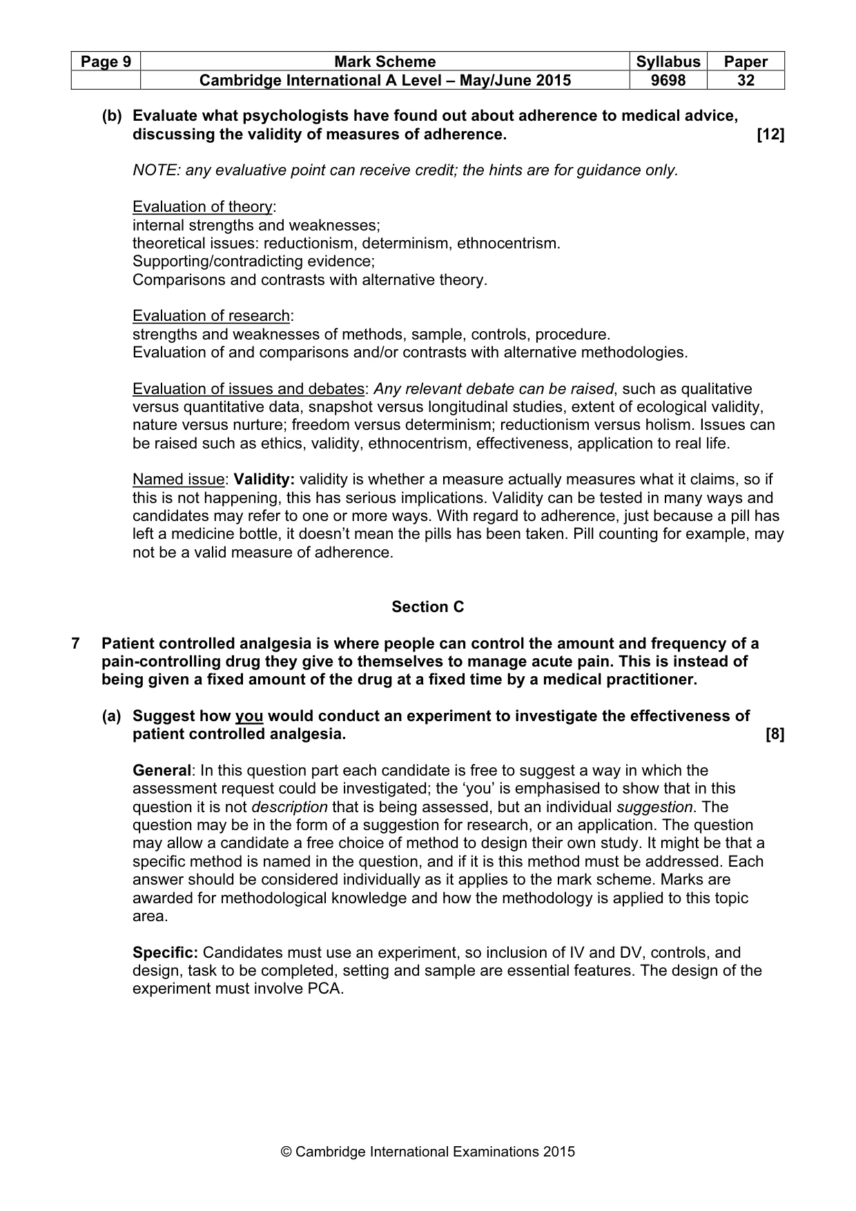 Mark scheme, page 9 of 20