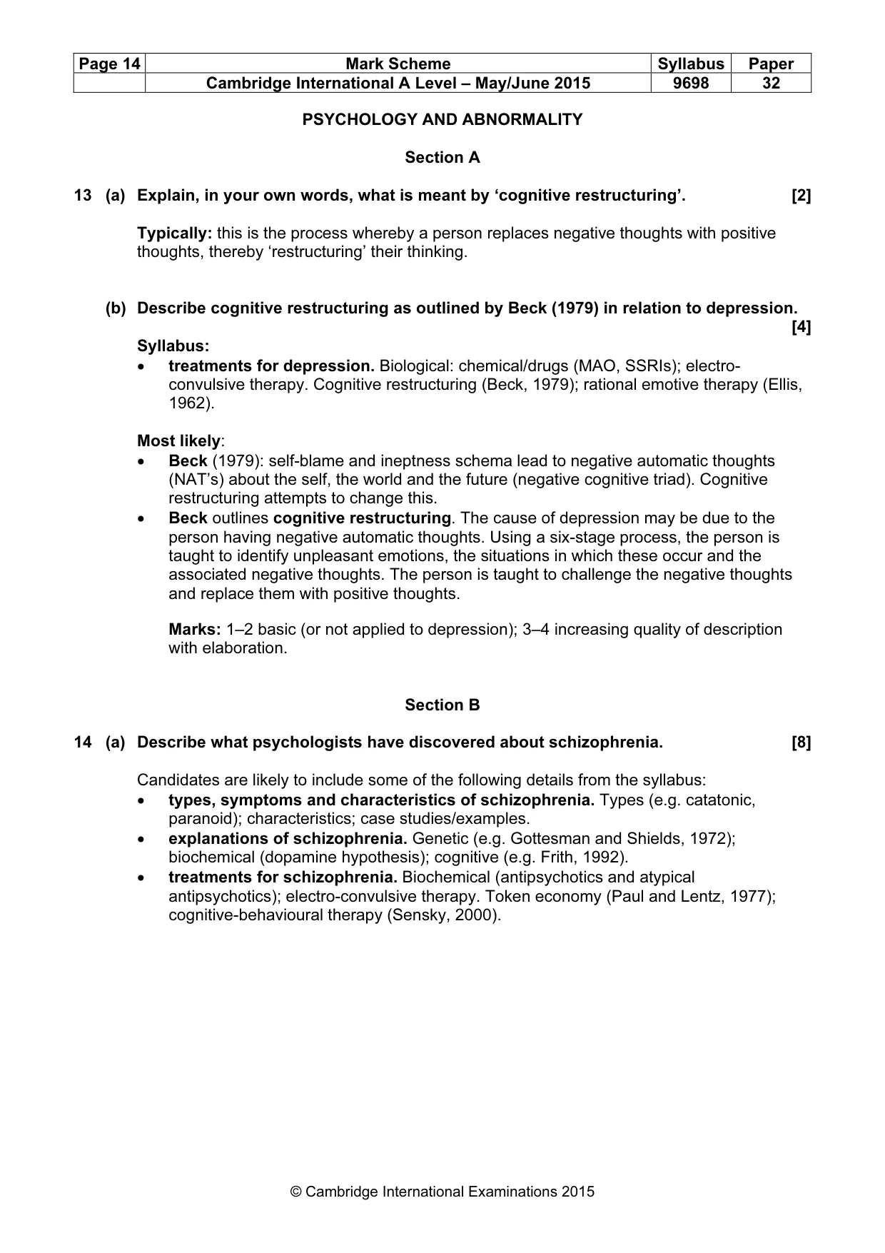 Mark scheme, page 14 of 20