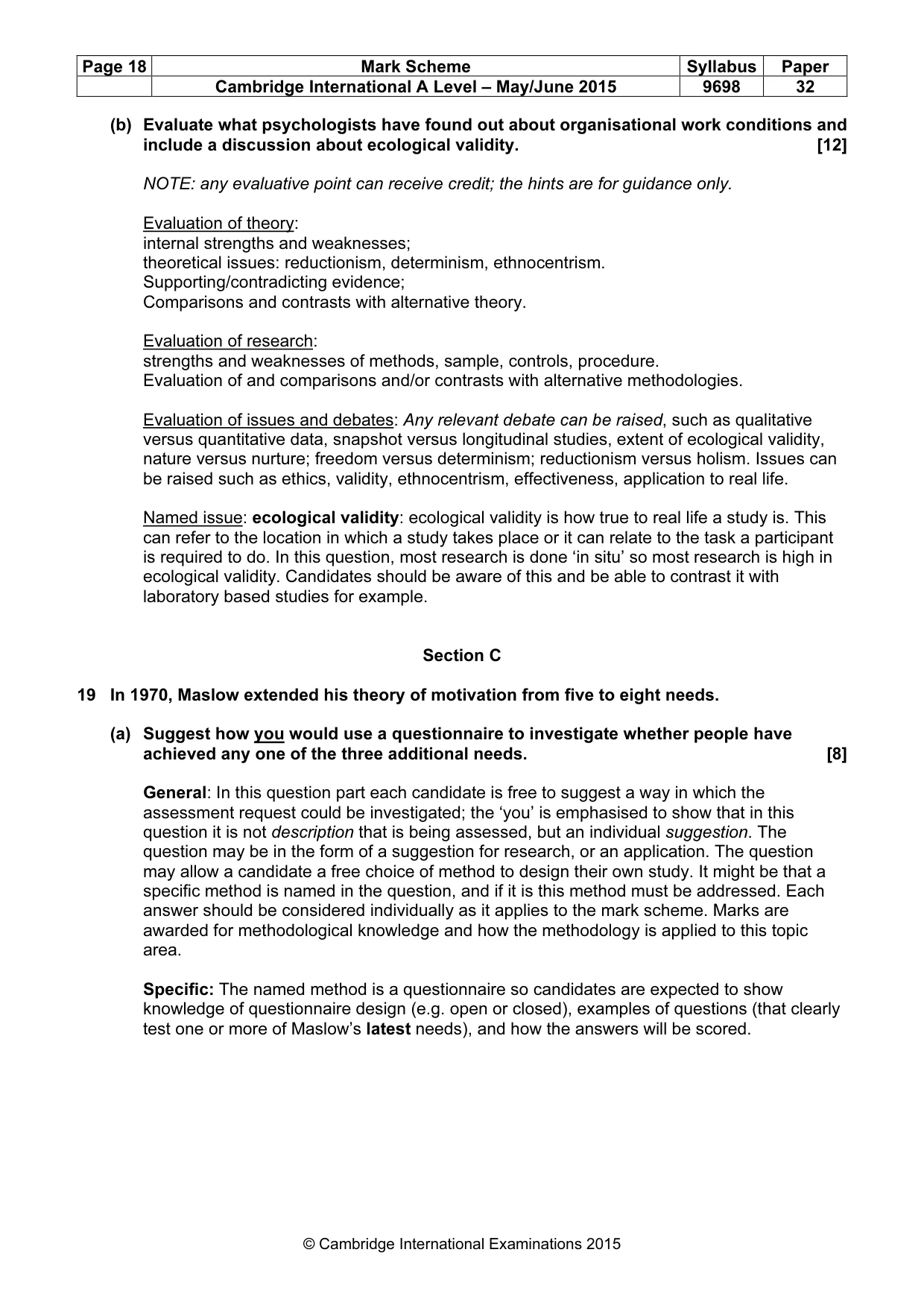 Mark scheme, page 18 of 20