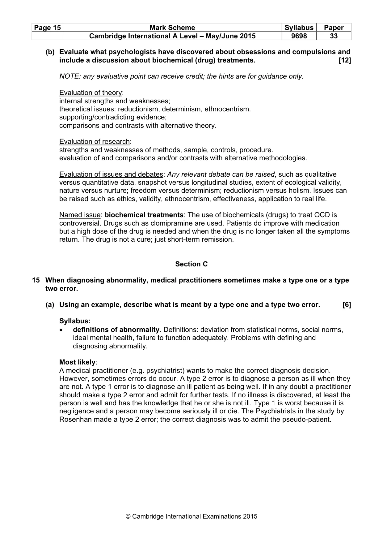 Mark scheme, page 15 of 19