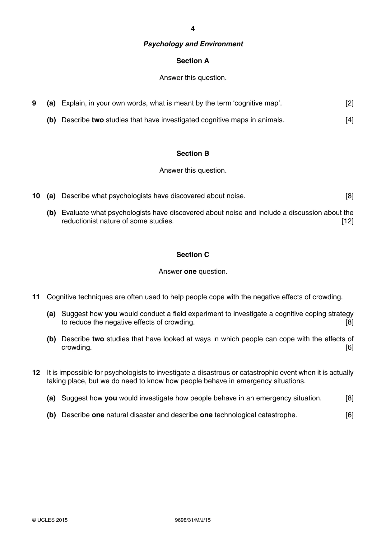 Cambridge A Level Psychology 9698 2015 May/June Paper 3 · Variant 1 question paper, page 4 of 8